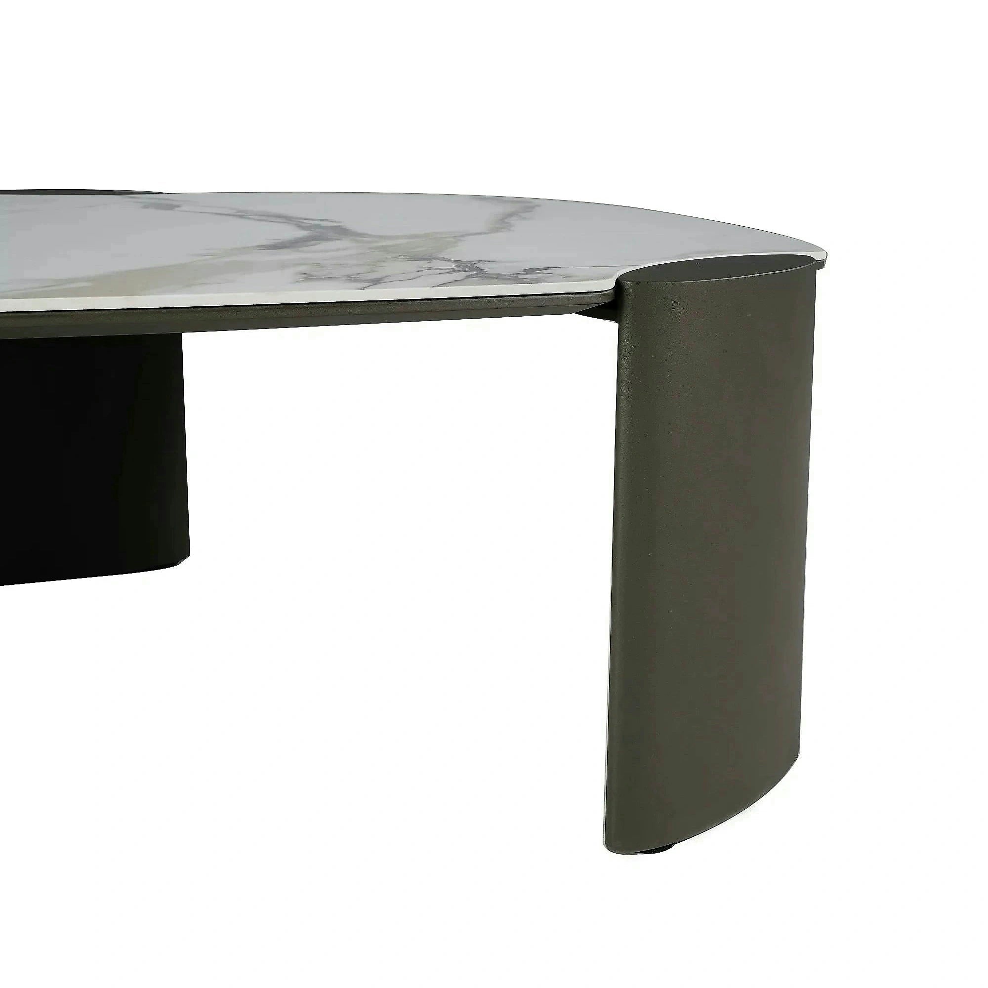 Măsuță cafea ADORO B, alb lucios/cupru, ceramică/metal/MDF, 105x65x38 cm