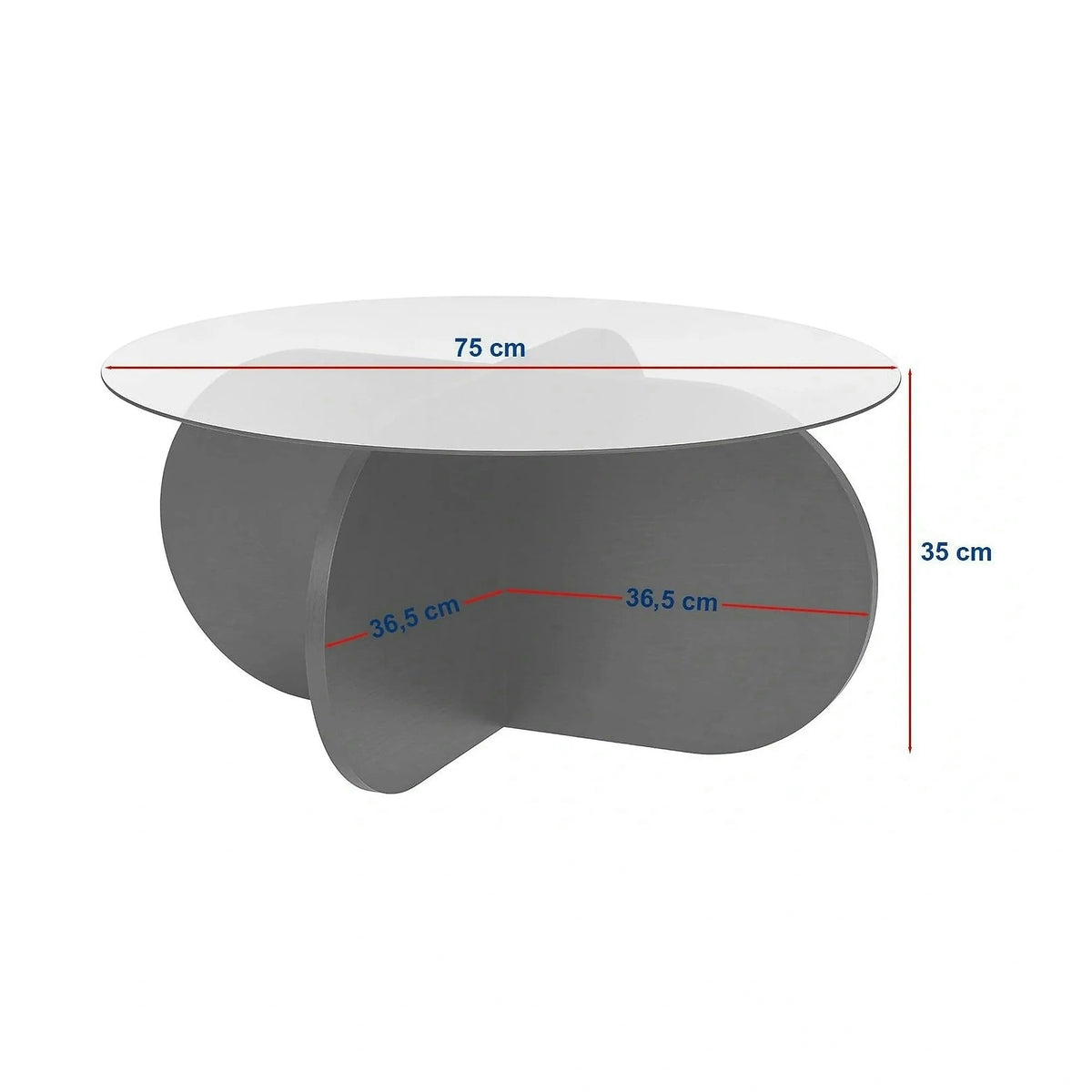 Masuta cafea AERIS, nuc, PAL/sticla, 75x75x35 cm