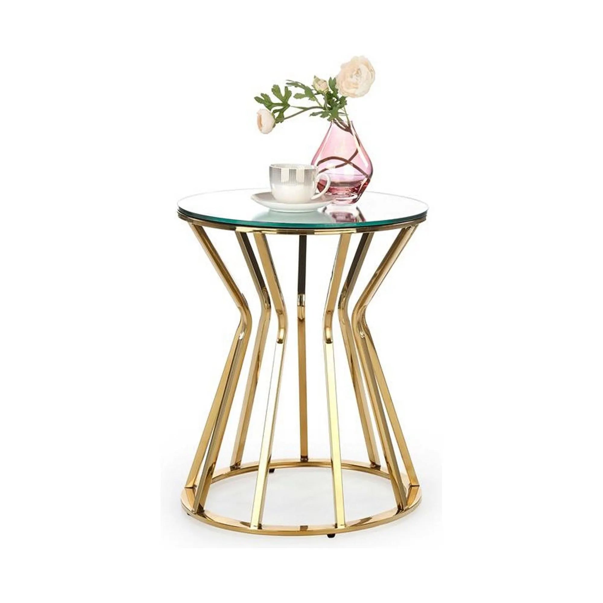 Masuta cafea AFINA S, oglinda/auriu, sticla/otel, 45x45x50 cm