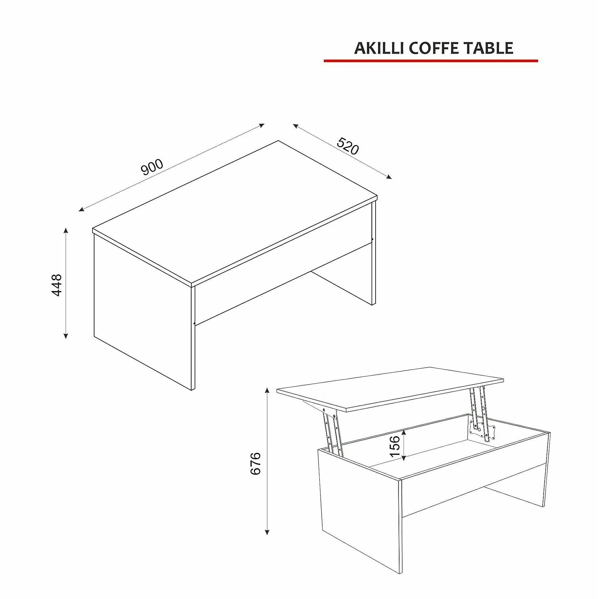 Masuta cafea AKILLI, crem, PAL melaminat, 90x45x52 cm