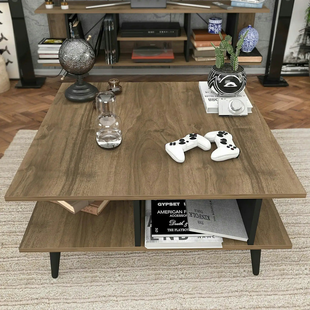 Masuta cafea Akya, nuc, PAL, 89x89x44 cm