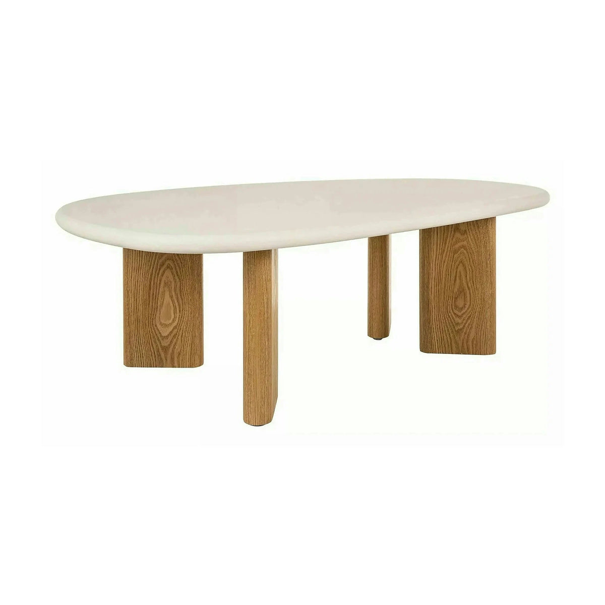 Măsuță cafea ALPEN, ecru/stejar, MDF/microciment/furnir, 130x80x42 cm