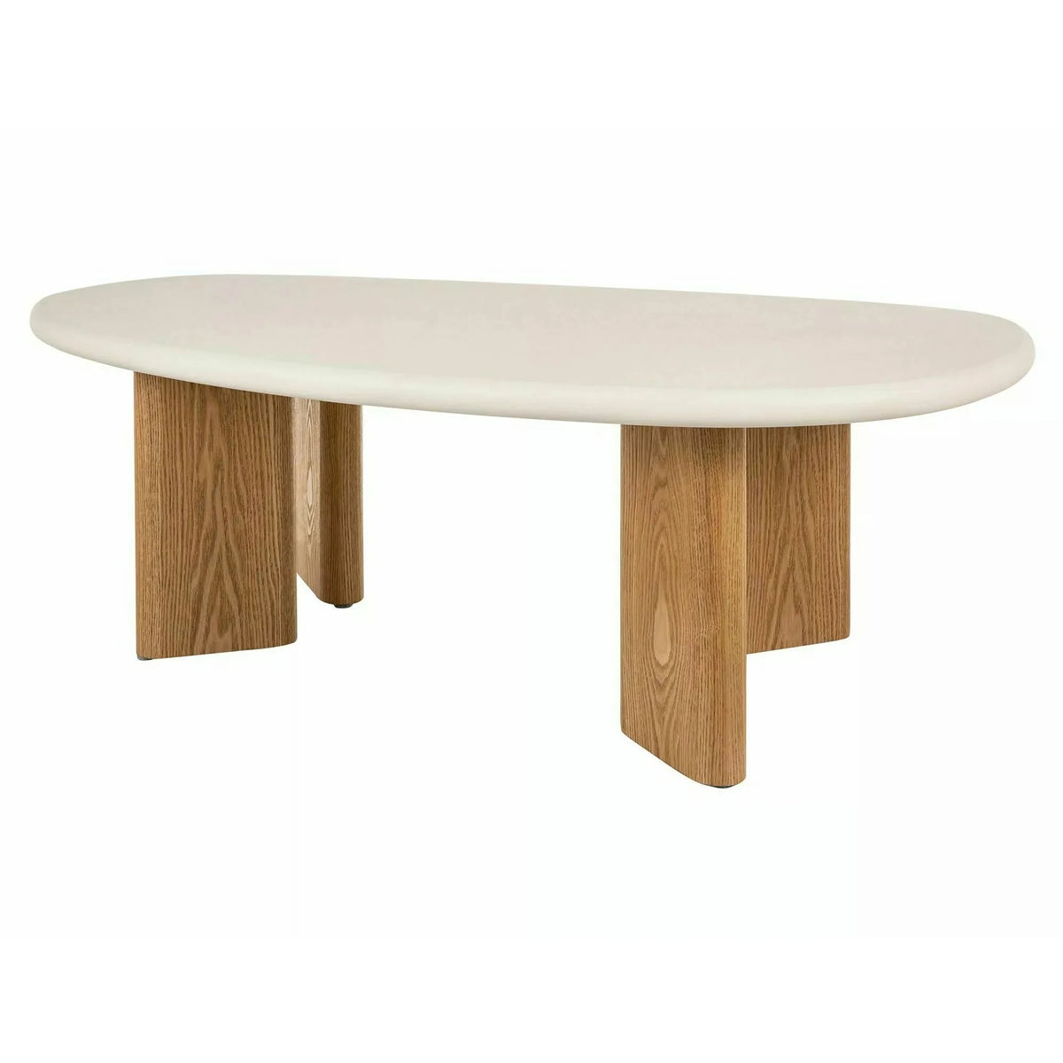 Măsuță cafea ALPEN, ecru/stejar, MDF/microciment/furnir, 130x80x42 cm