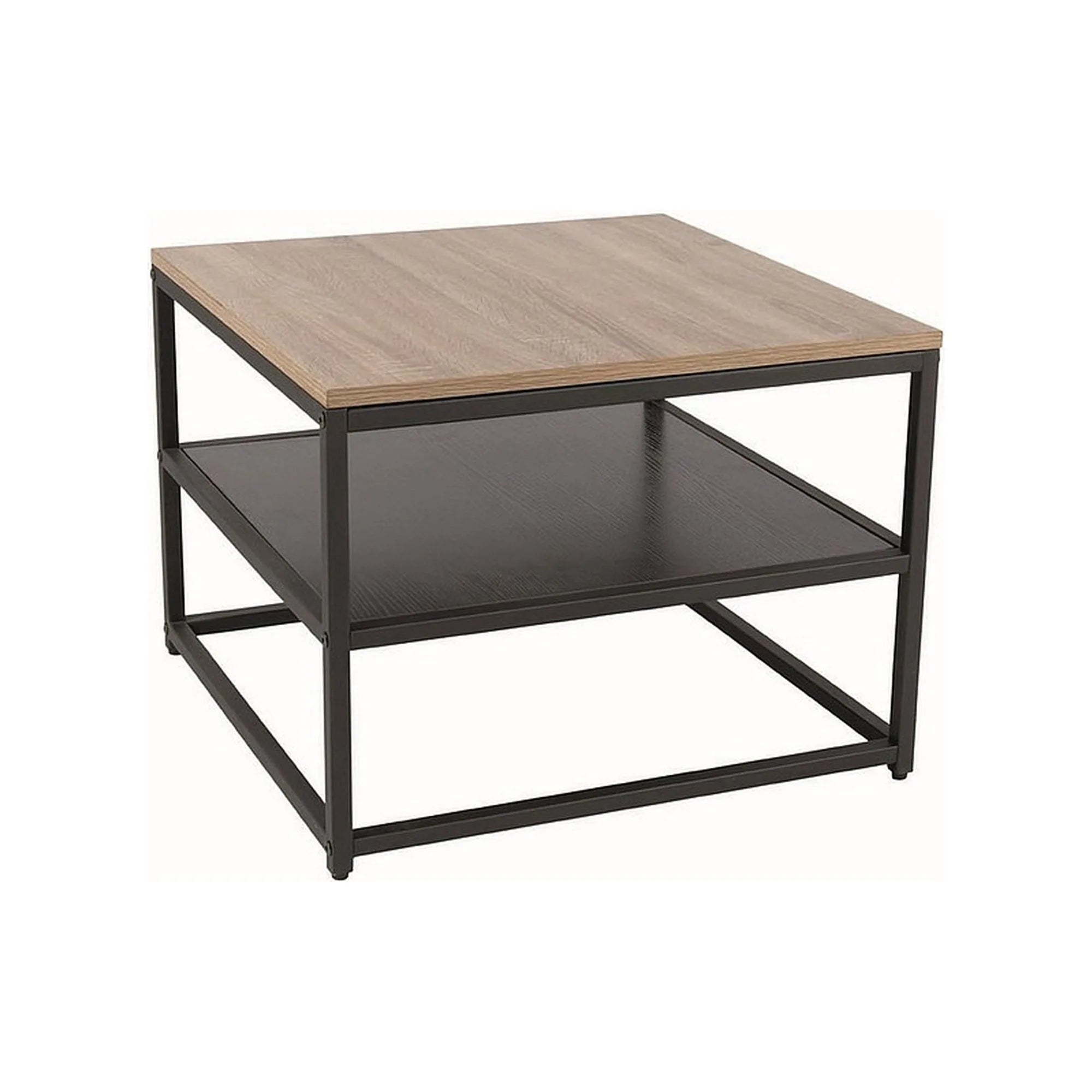 Masuta cafea AMBER B, stejar/negru, metal, 55x55x42 cm