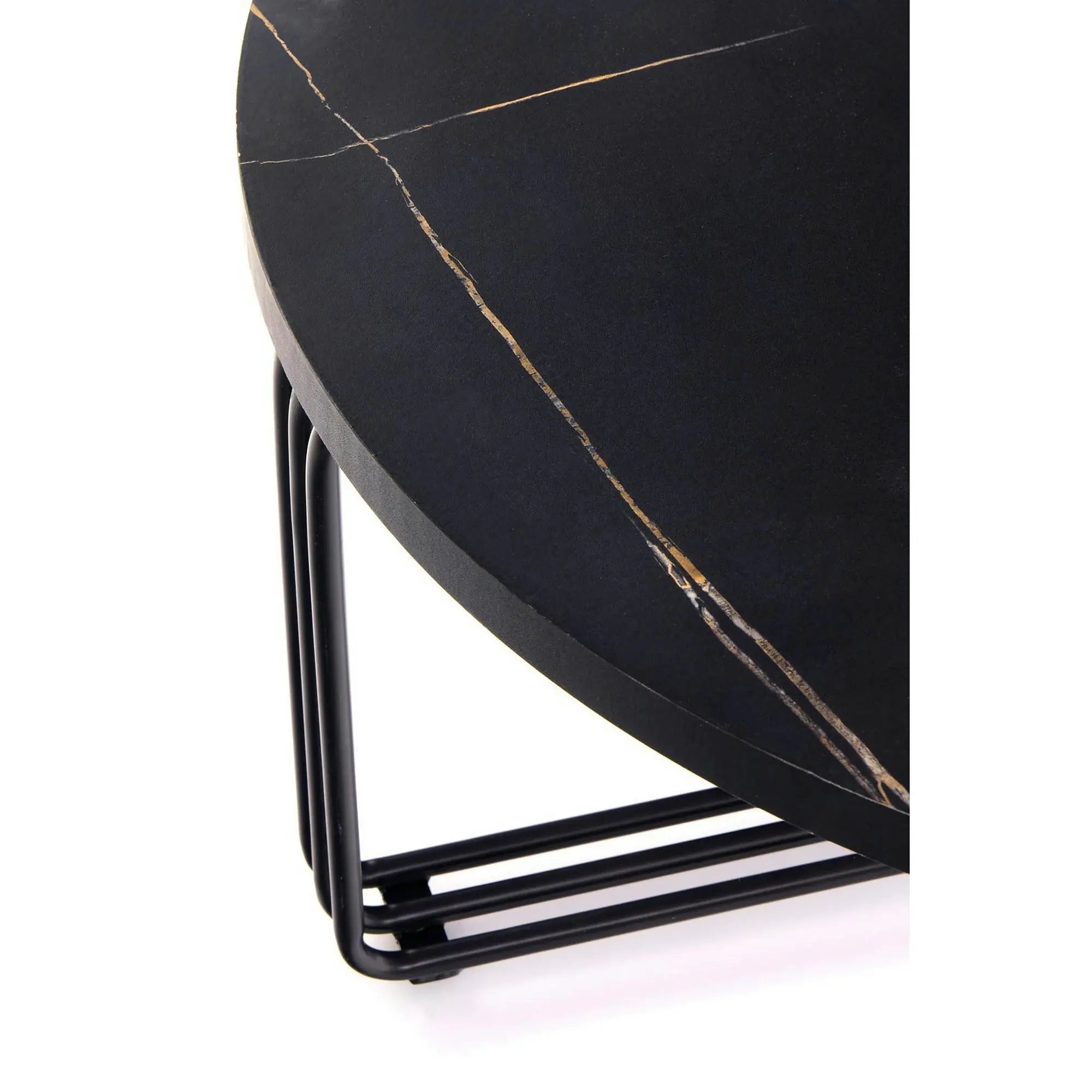 Masuta cafea ANTICA, negru cu efect de marmura/negru, 80x80x36 cm
