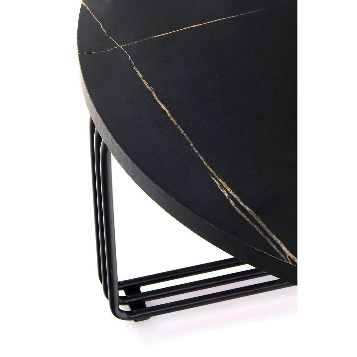 Masuta cafea ANTICA, negru cu efect de marmura/negru, 80x80x36 cm