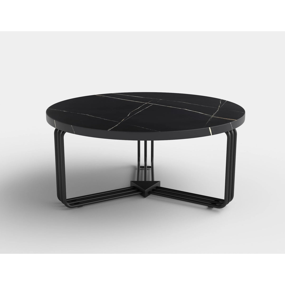 Masuta cafea ANTICA, negru cu efect de marmura/negru, 80x80x36 cm