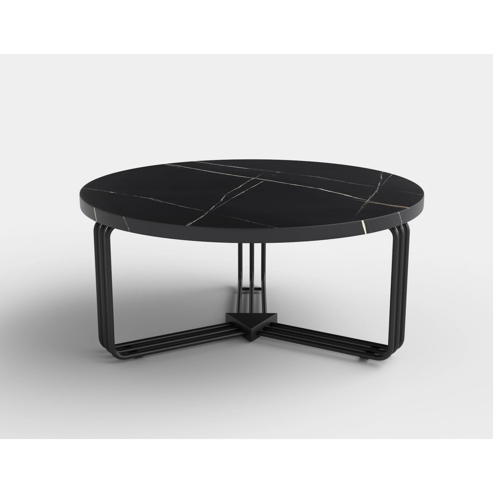 Masuta cafea ANTICA, negru cu efect de marmura/negru, 80x80x36 cm