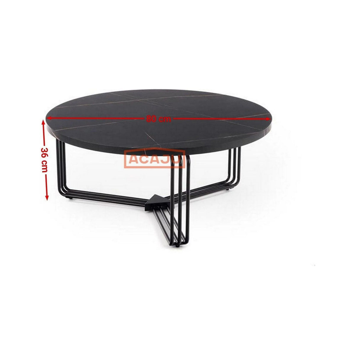 Masuta cafea ANTICA, negru cu efect de marmura/negru, 80x80x36 cm