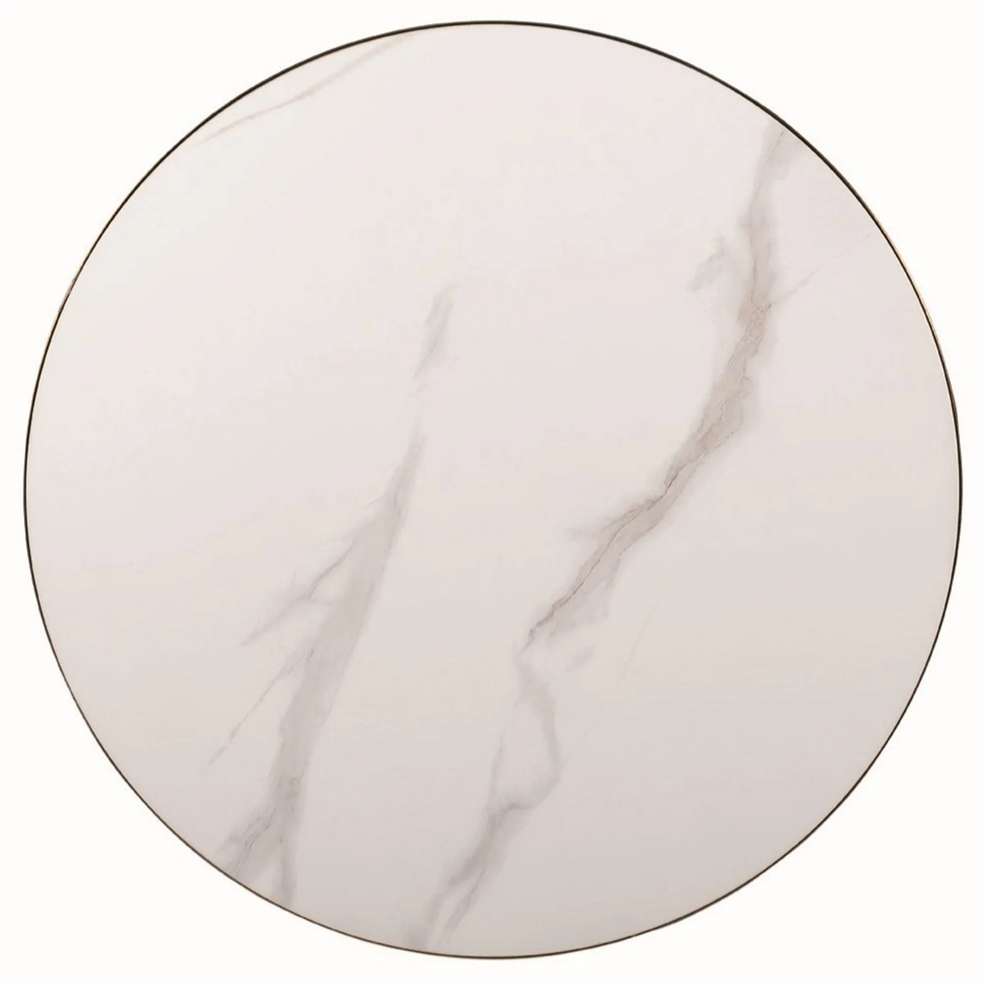 Masuta cafea ARIES, alb lucios/auriu, ceramica/metal, 50x53 cm