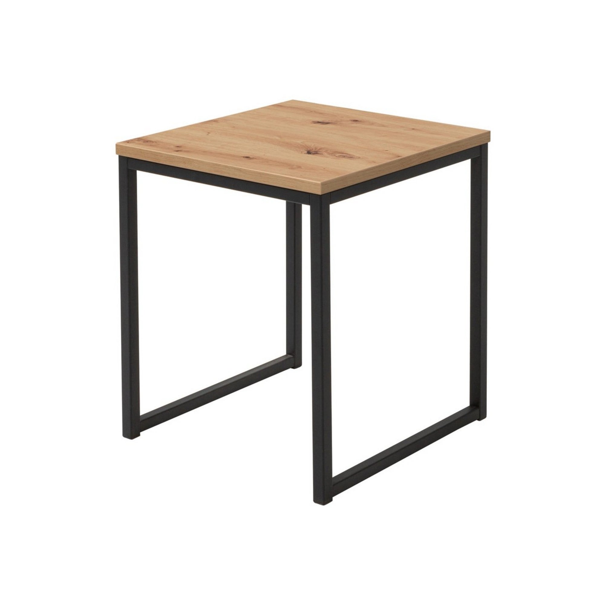 Masuta cafea AROZ, stejar artisan/negru, PAL/metal, 50x50 cm