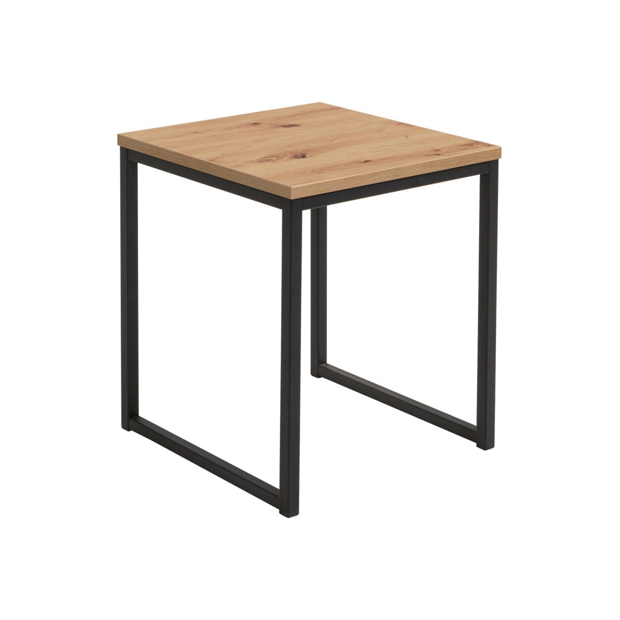 Masuta cafea AROZ, stejar artisan/negru, PAL/metal, 50x50 cm