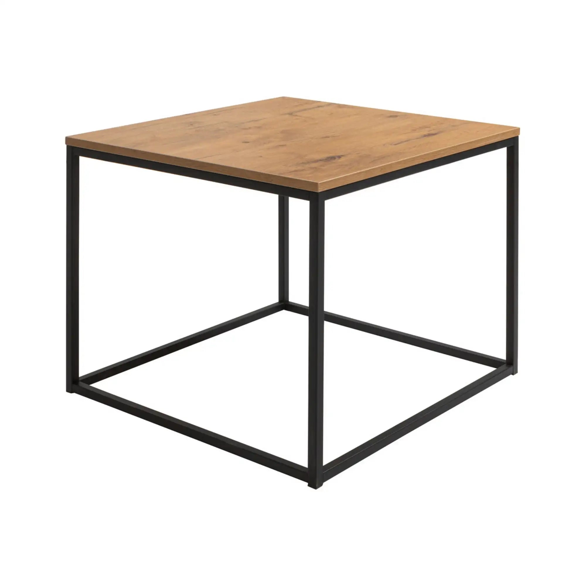 Masuta cafea AROZ, stejar lancelot/negru, PAL/metal, 69x69x53 cm