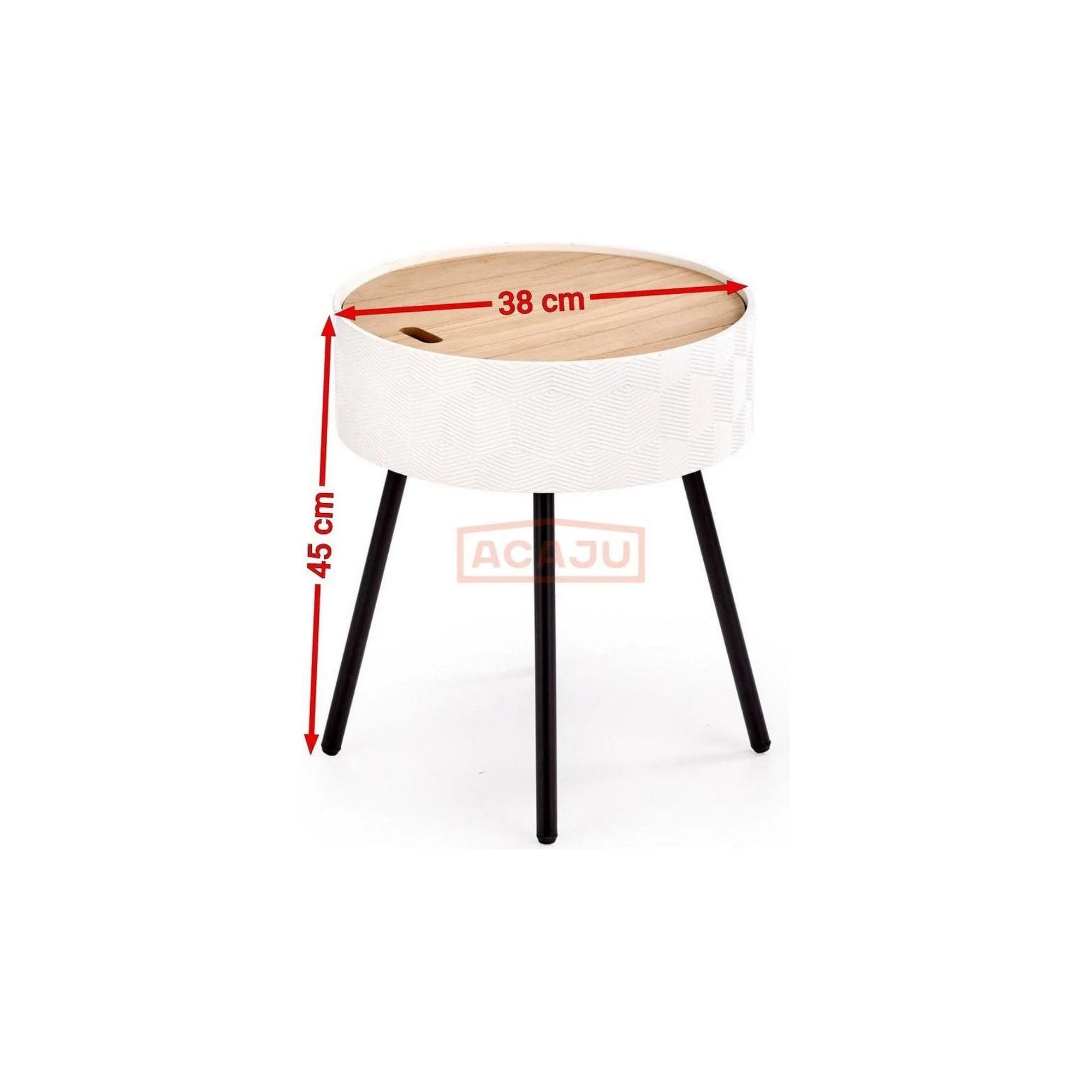 Masuta cafea AURA, stejar/alb, 38x38x45 cm