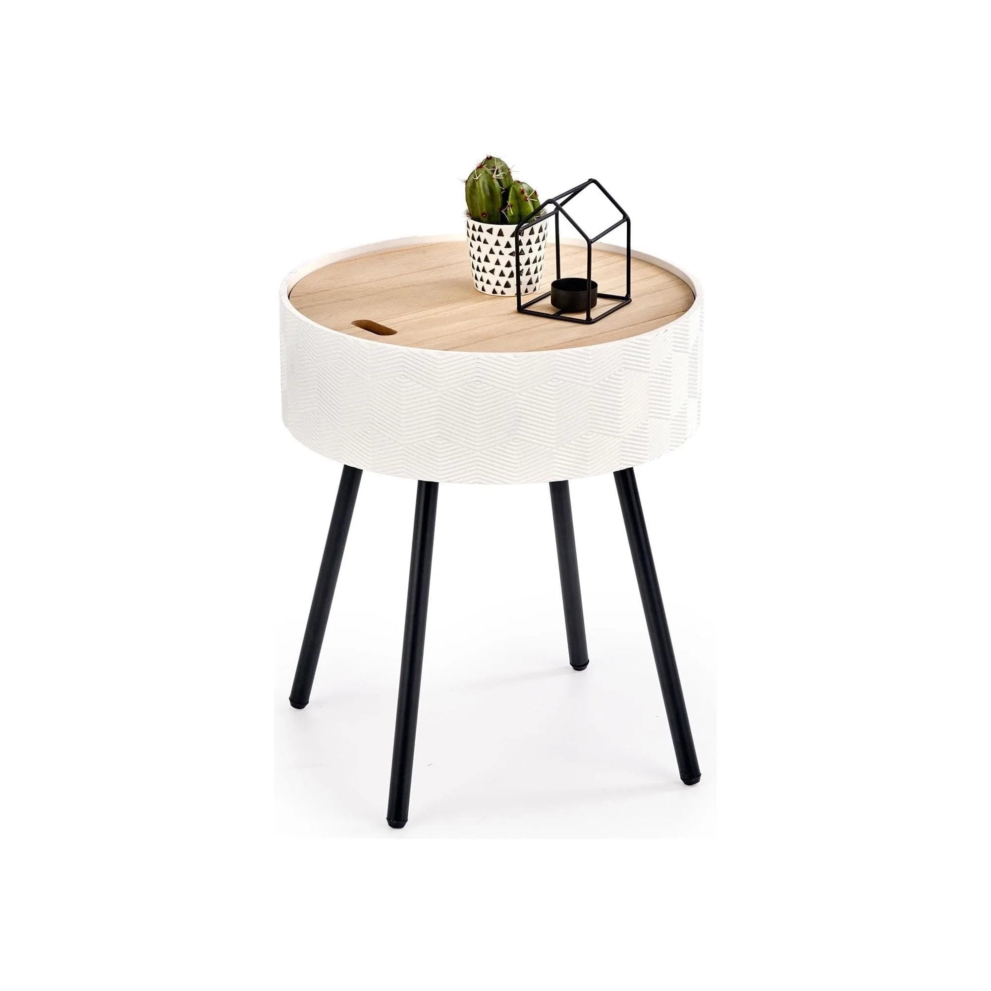 Masuta cafea AURA, stejar/alb, 38x38x45 cm