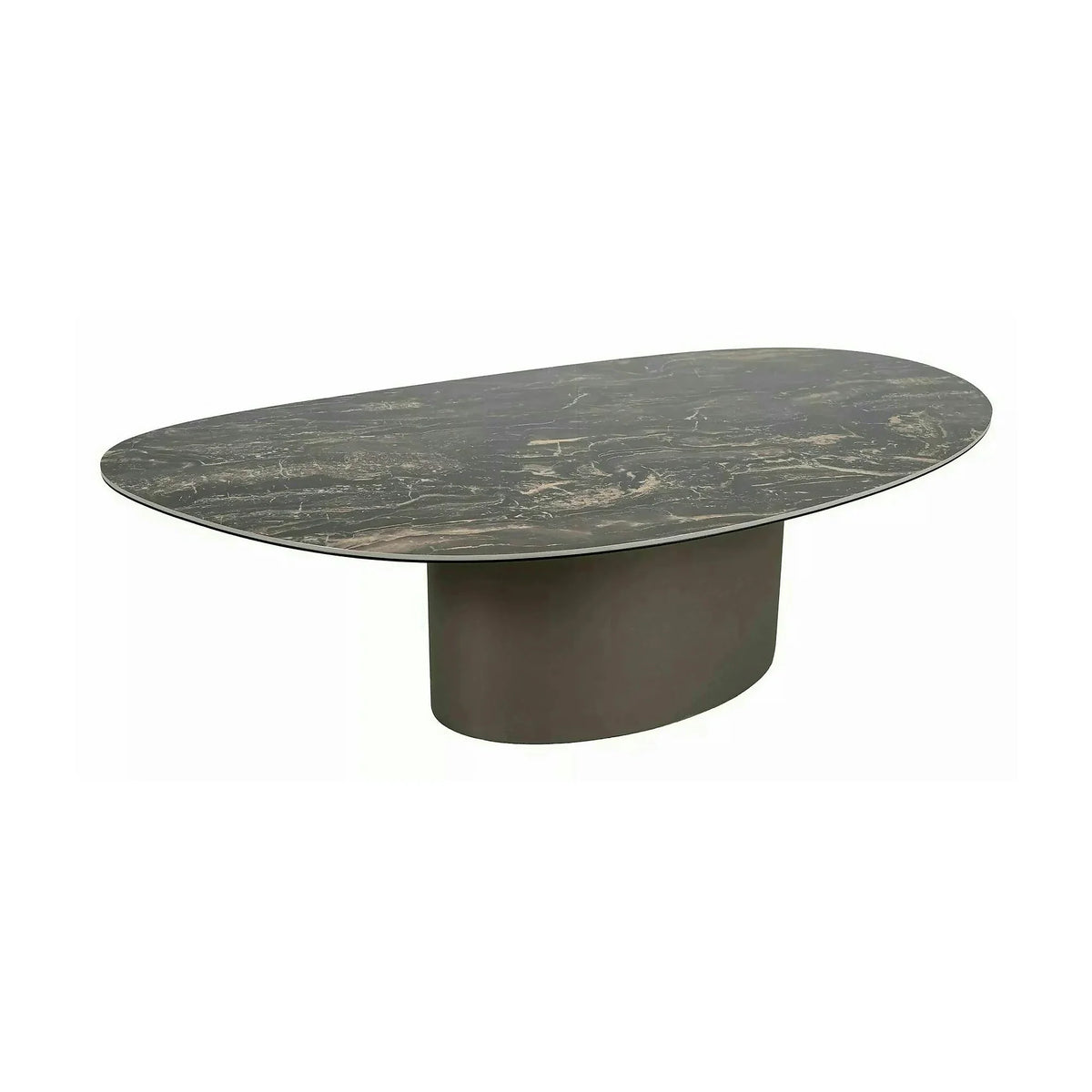 Măsuță cafea BELLO A, negru lucios/cupru, ceramică/sticlă securizată/metal, 140x80x38 cm