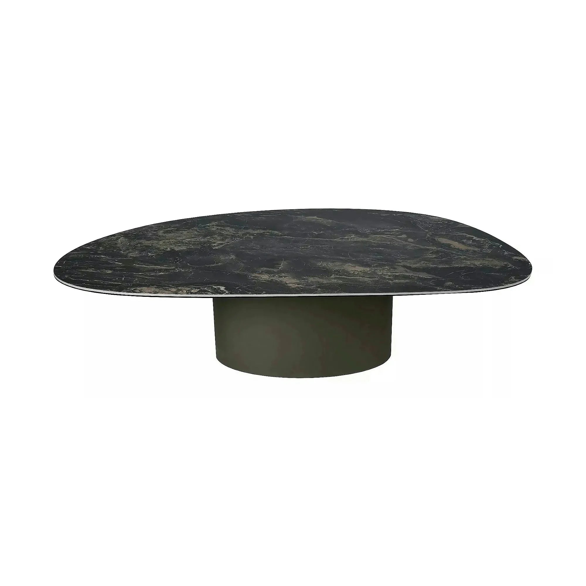 Măsuță cafea BELLO A, negru lucios/cupru, ceramică/sticlă securizată/metal, 140x80x38 cm