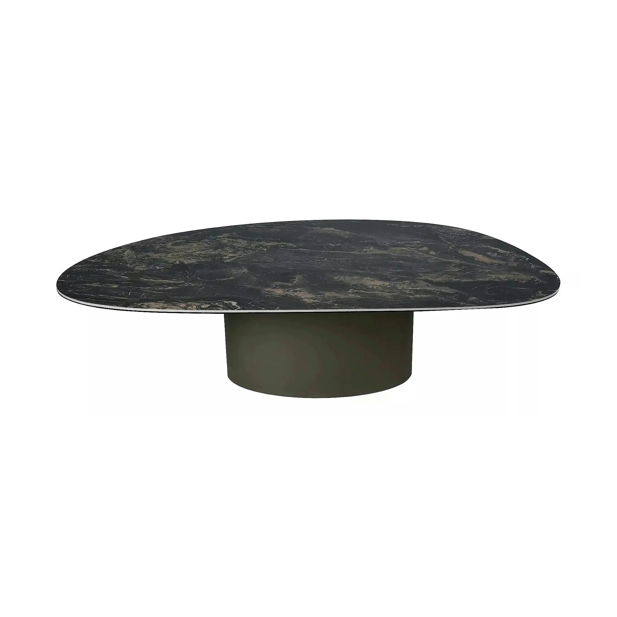 Măsuță cafea BELLO A, negru lucios/cupru, ceramică/sticlă securizată/metal, 140x80x38 cm
