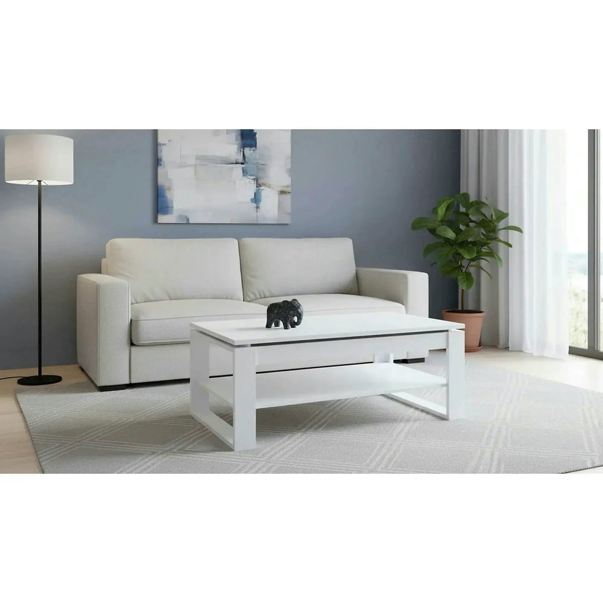 Masuta cafea BETTY, alb, PAL laminat, 120x65/92x50/72 cm
