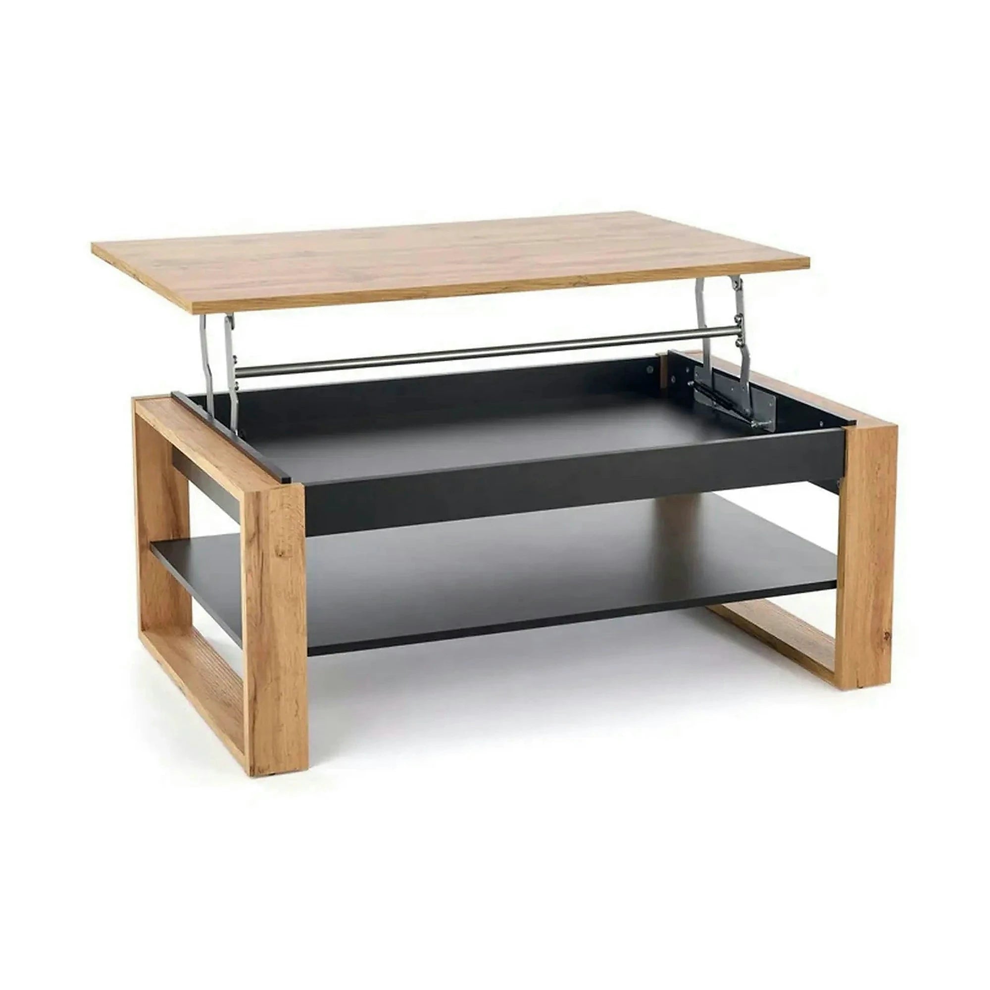 Masuta cafea BETTY, stejar artisan/negru, PAL laminat, 120x65/92x50/72 cm