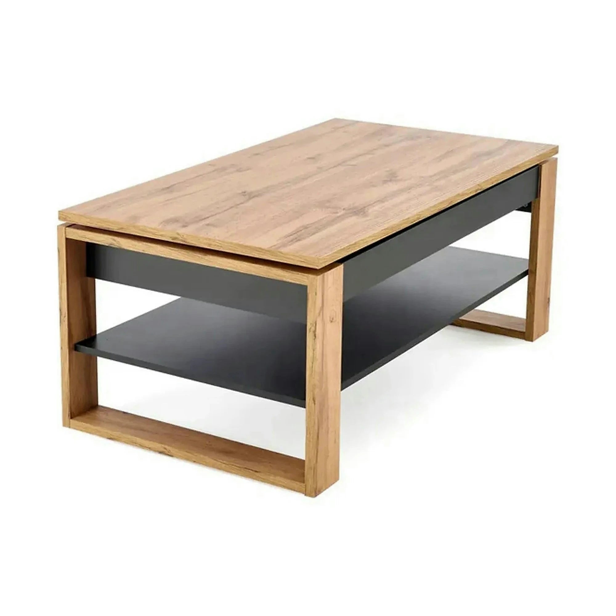 Masuta cafea BETTY, stejar artisan/negru, PAL laminat, 120x65/92x50/72 cm