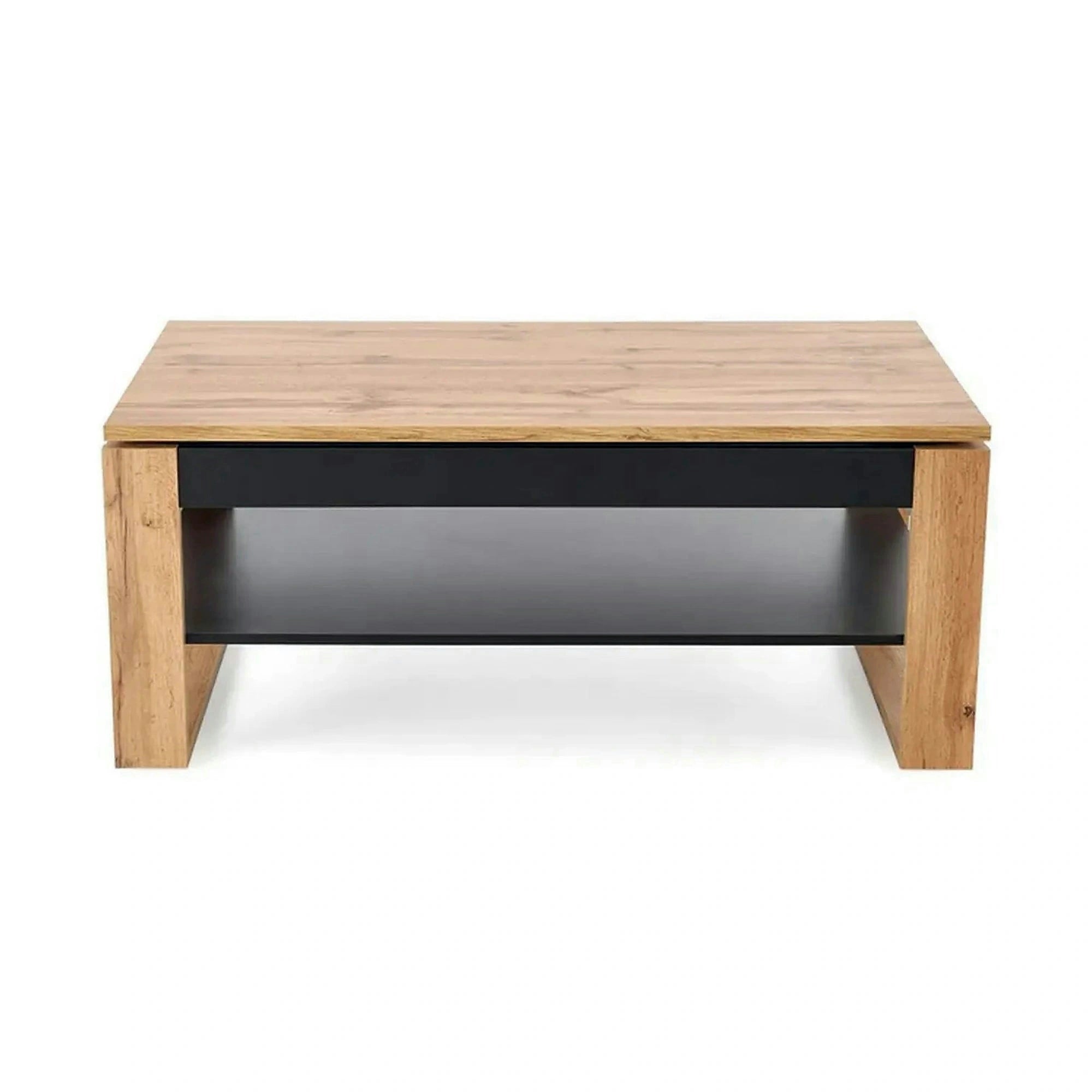 Masuta cafea BETTY, stejar artisan/negru, PAL laminat, 120x65/92x50/72 cm