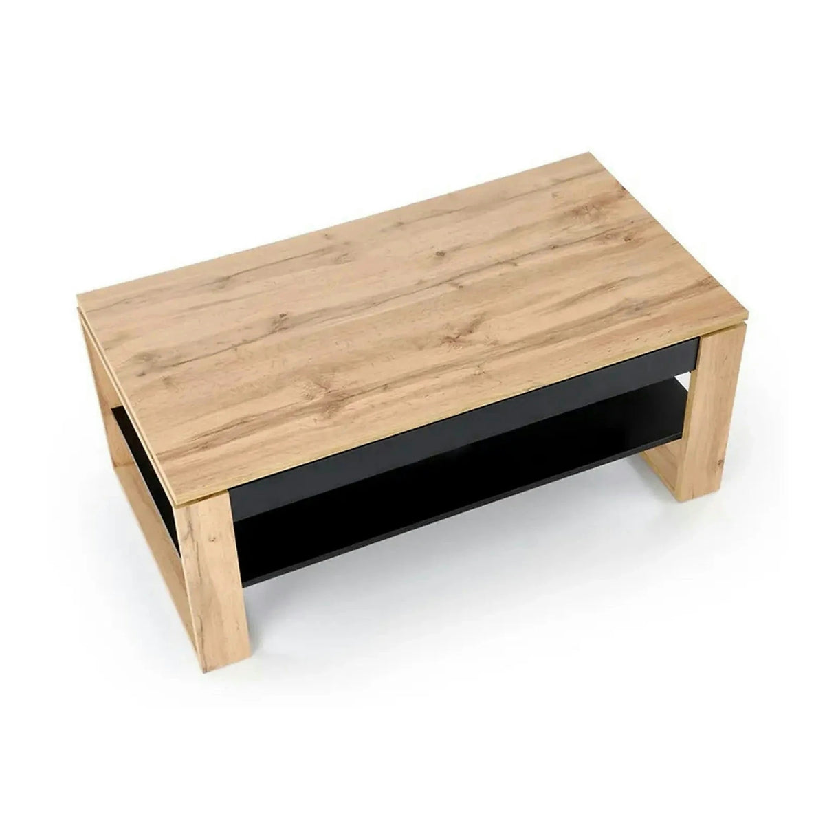 Masuta cafea BETTY, stejar artisan/negru, PAL laminat, 120x65/92x50/72 cm