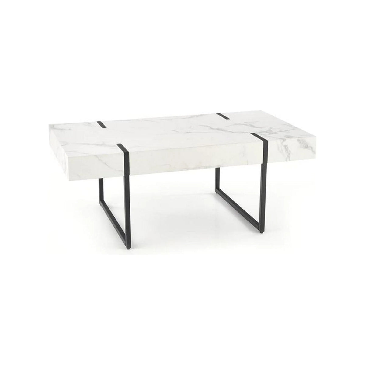 Masuta cafea BLANCA, alb cu efect de marmura/negru, 110x60x43 cm