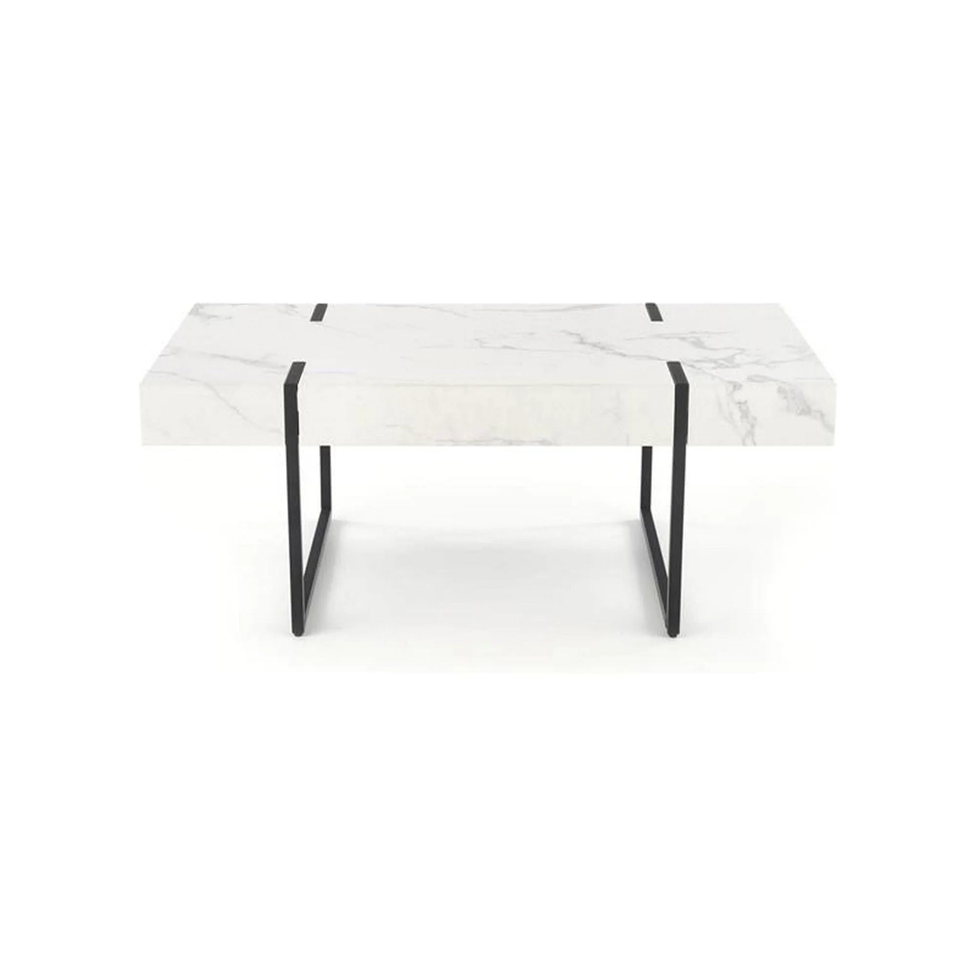 Masuta cafea BLANCA, alb cu efect de marmura/negru, 110x60x43 cm