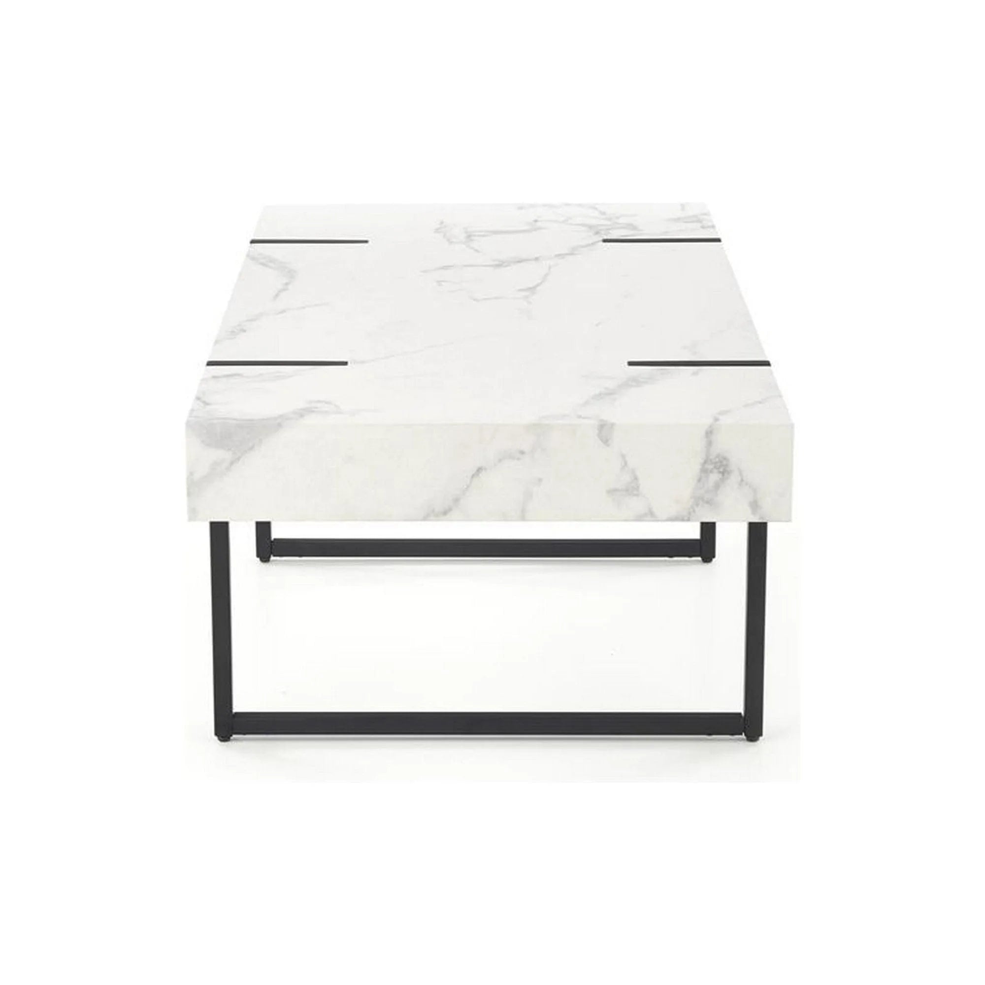 Masuta cafea BLANCA, alb cu efect de marmura/negru, 110x60x43 cm