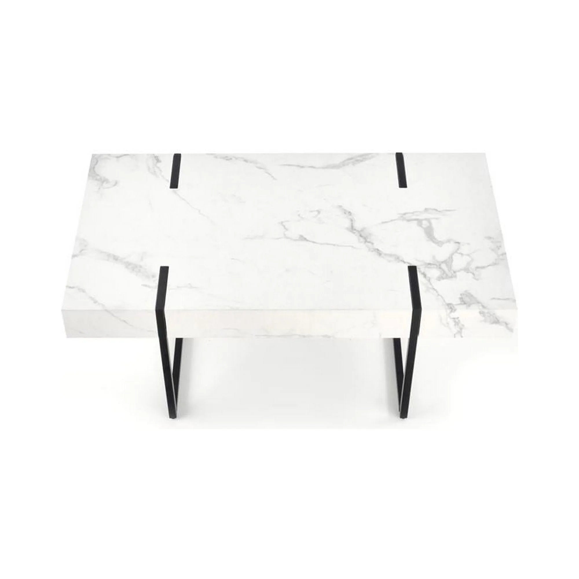 Masuta cafea BLANCA, alb cu efect de marmura/negru, 110x60x43 cm