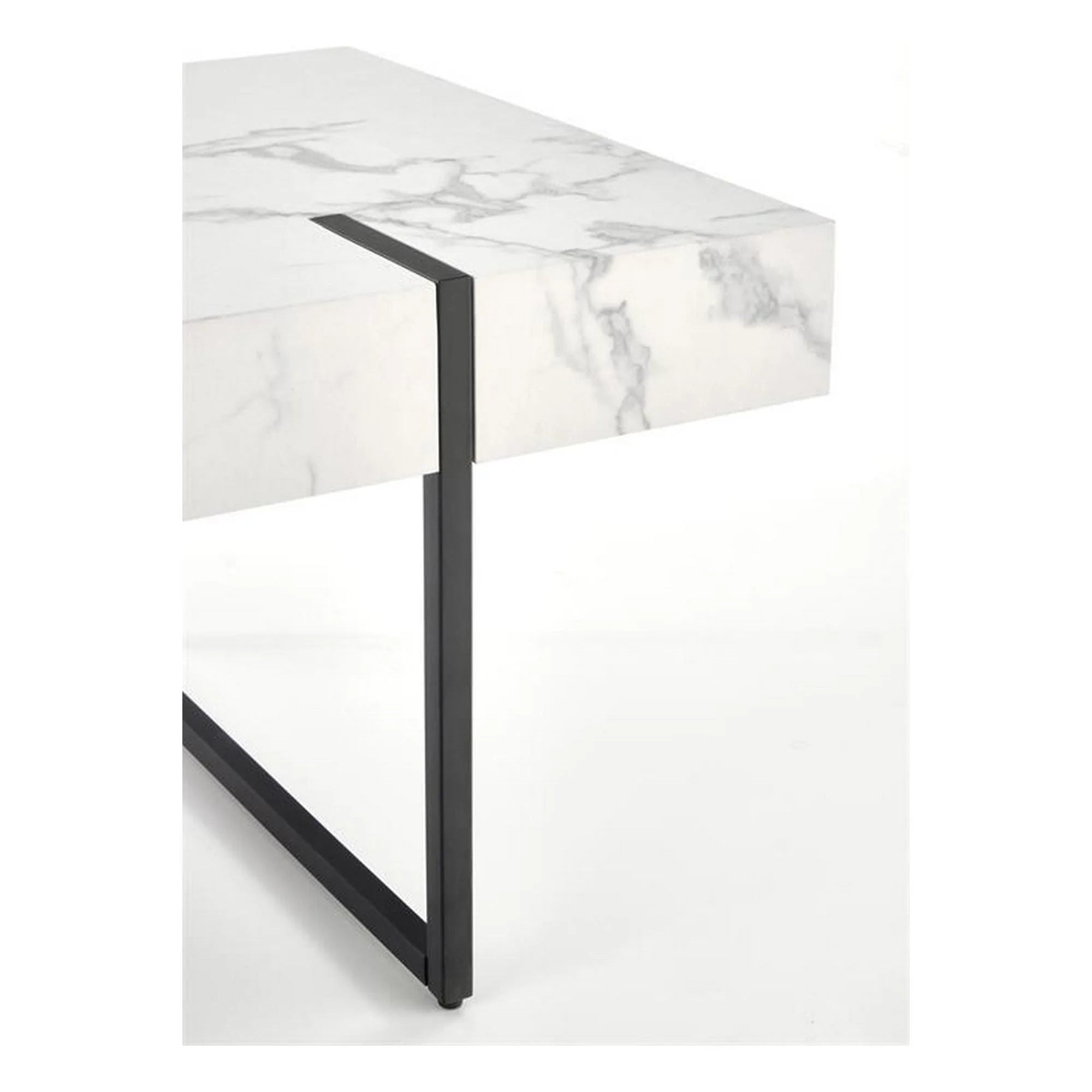 Masuta cafea BLANCA, alb cu efect de marmura/negru, 110x60x43 cm