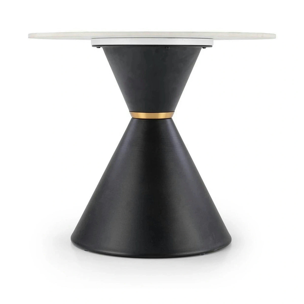 Masuta cafea blat marmura GORETTI S, alb cu efect de marmura/negru/auriu, otel, 60x60x51 cm