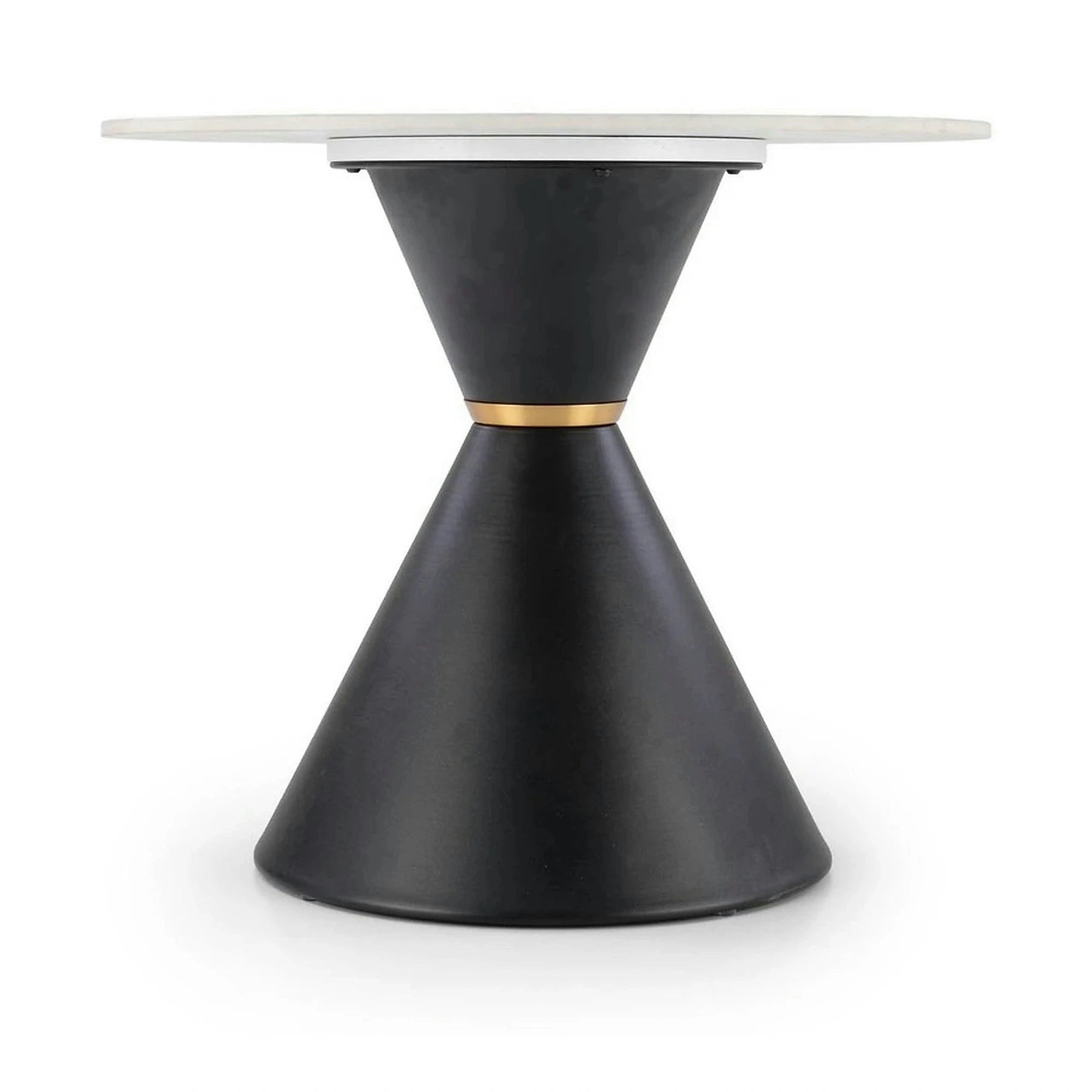 Masuta cafea blat marmura GORETTI S, alb cu efect de marmura/negru/auriu, otel, 60x60x51 cm