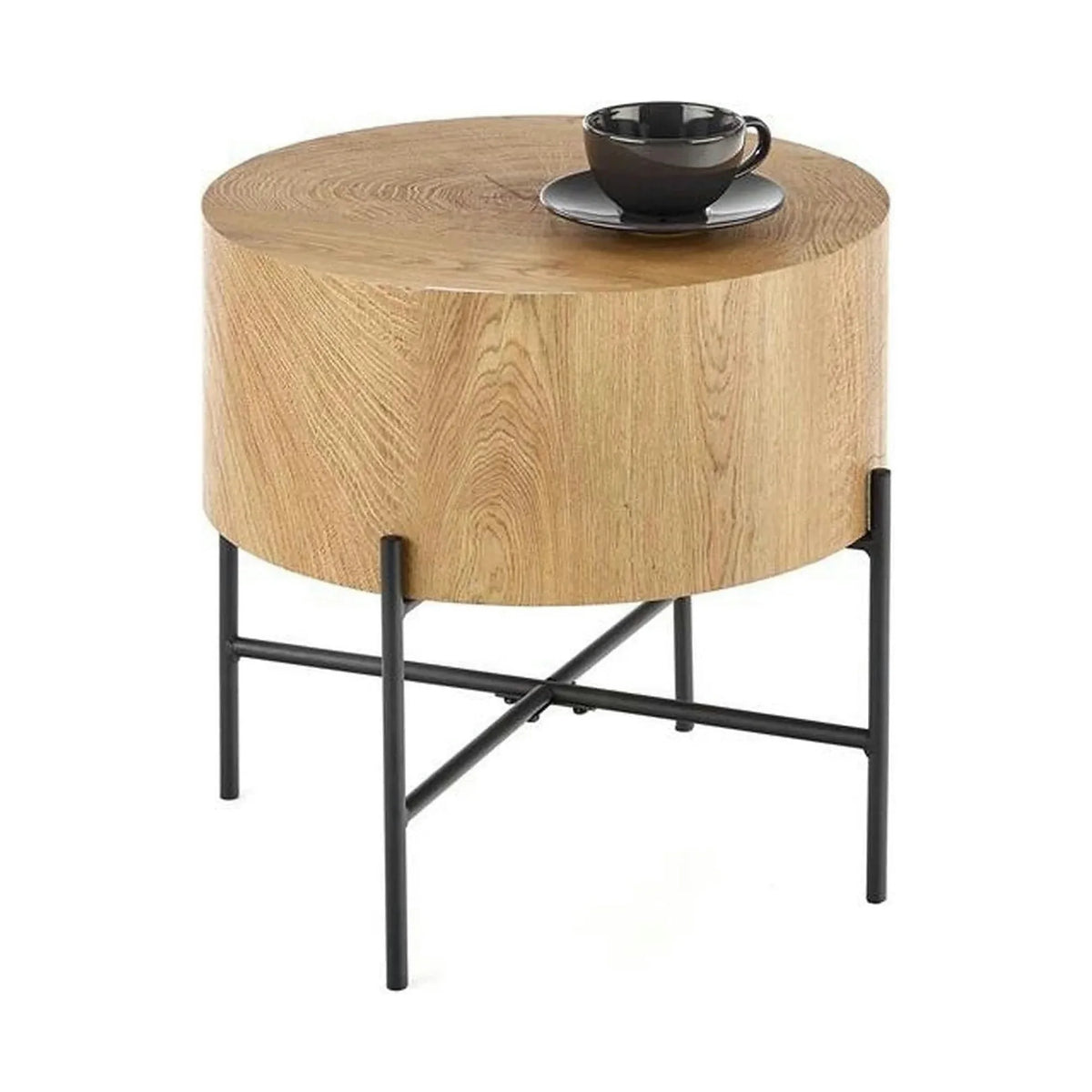 Masuta cafea BROOKLYN S, stejar natural/negru, 45x45x45 cm