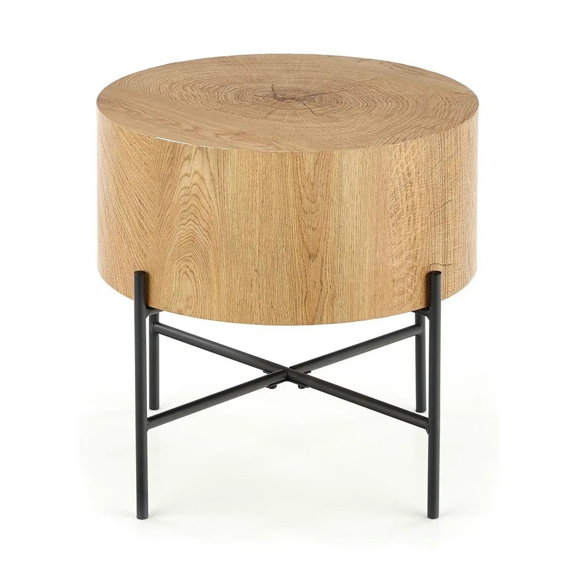 Masuta cafea BROOKLYN S, stejar natural/negru, 45x45x45 cm