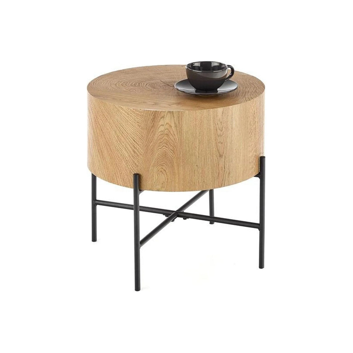 Masuta cafea BROOKLYN S, stejar natural/negru, 45x45x45 cm