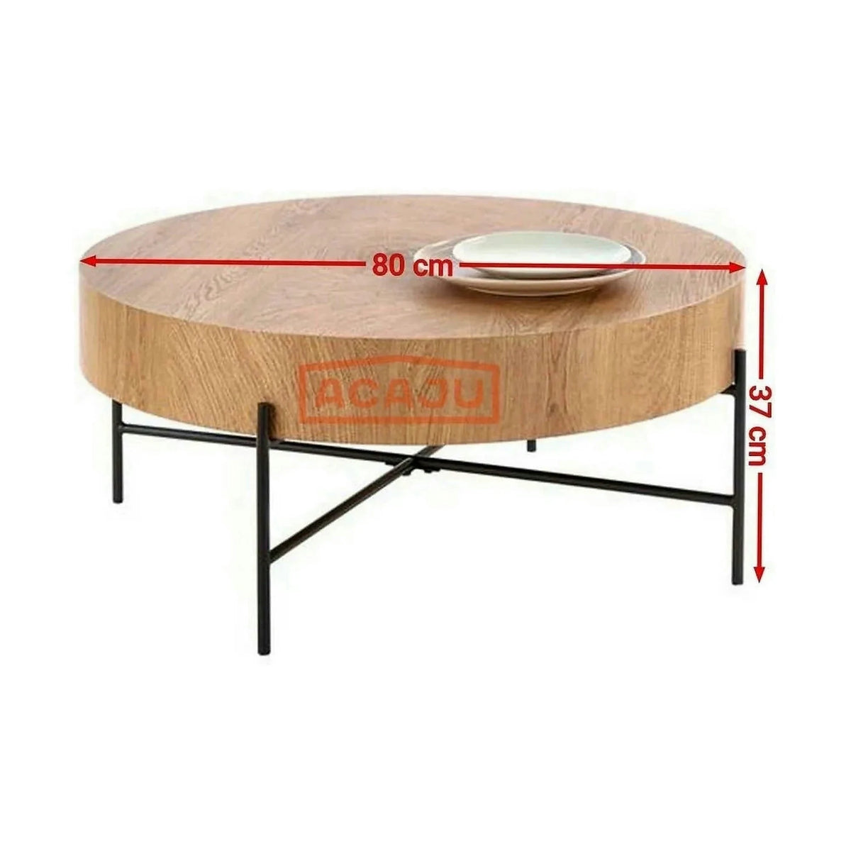 Masuta cafea BROOKLYN, stejar natural/negru, 80x80x37 cm