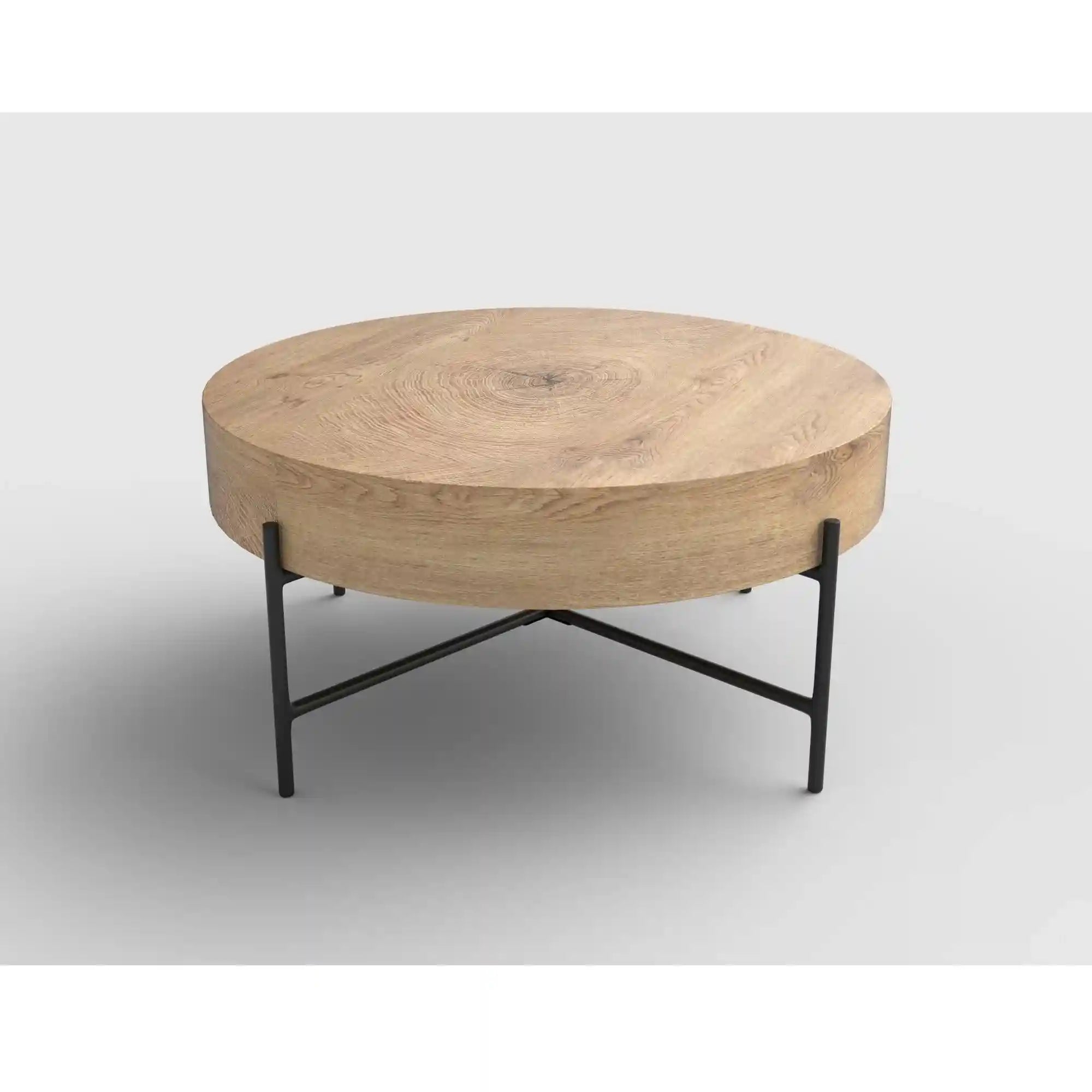 Masuta cafea BROOKLYN, stejar natural/negru, 80x80x37 cm