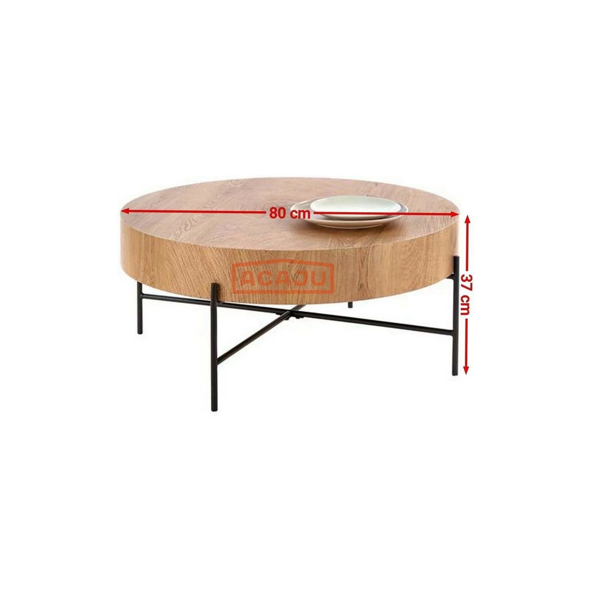 Masuta cafea BROOKLYN, stejar natural/negru, 80x80x37 cm