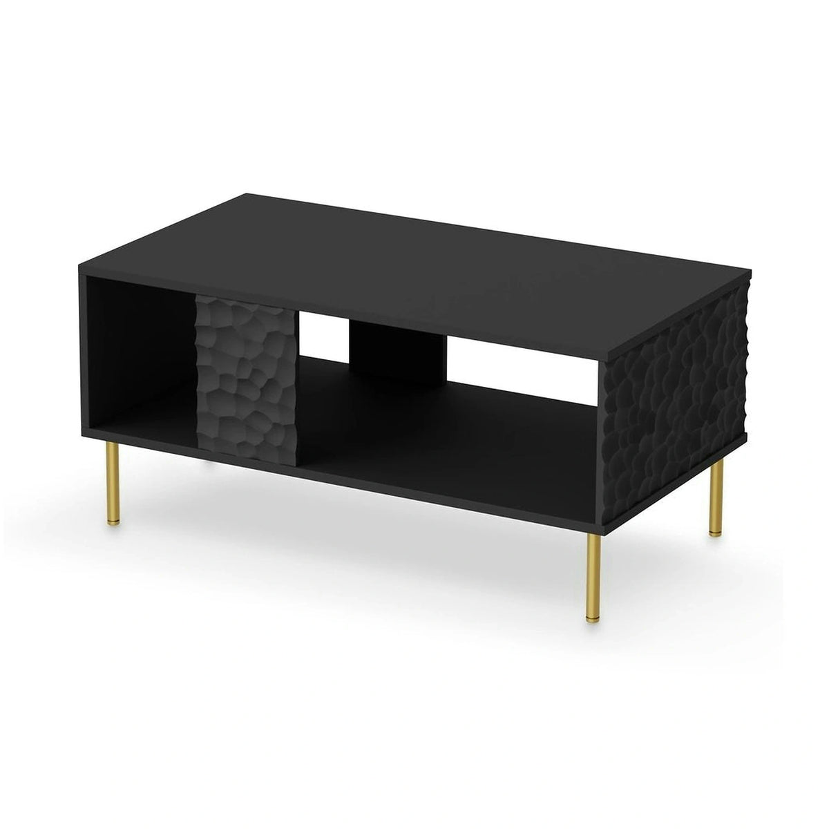 Masuta cafea BULLET, negru/auriu, PAL laminat, 90X50X43 cm