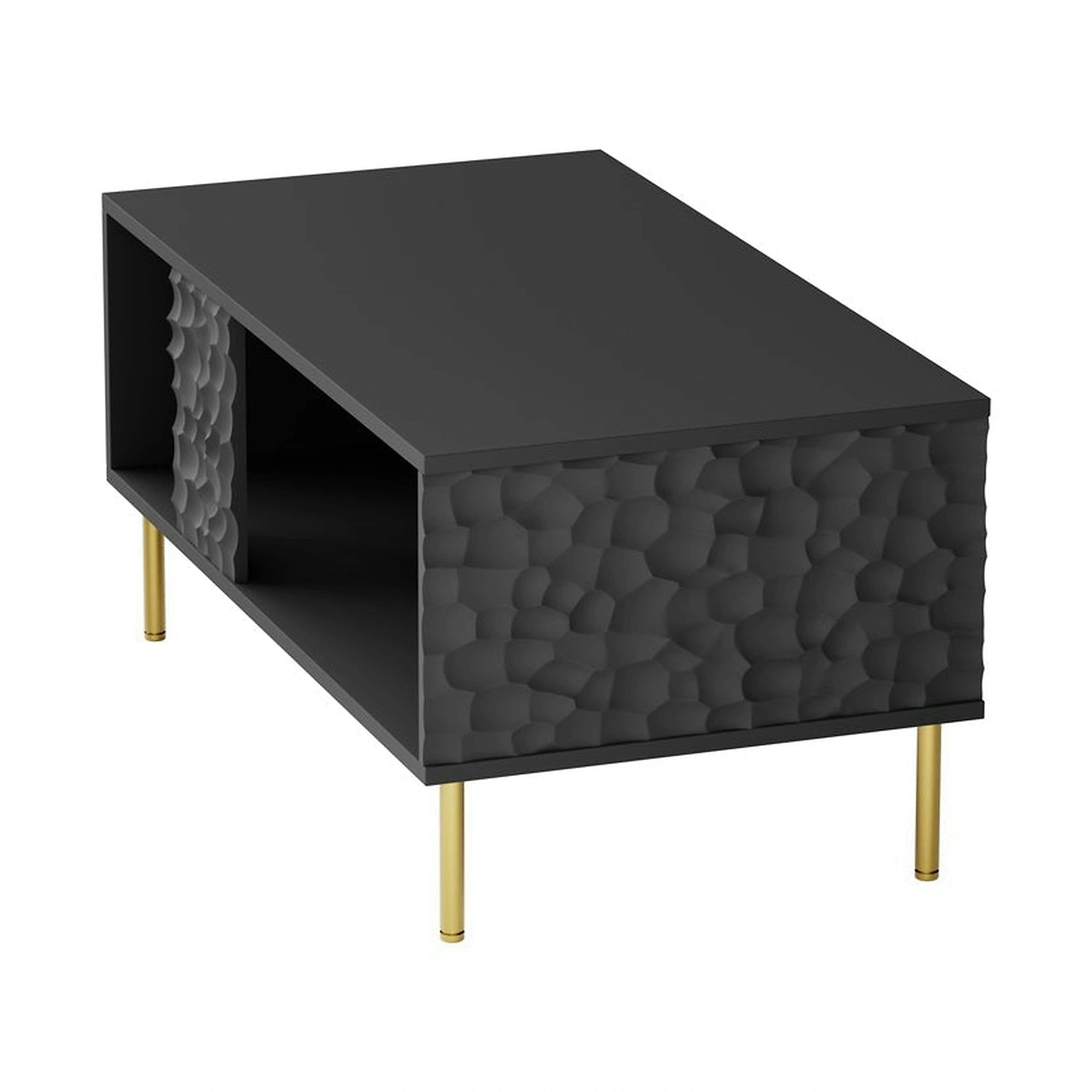 Masuta cafea BULLET, negru/auriu, PAL laminat, 90X50X43 cm