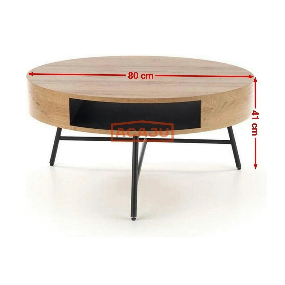 Masuta cafea CAMILA, stejar auriu/negru, 80x80x41 cm