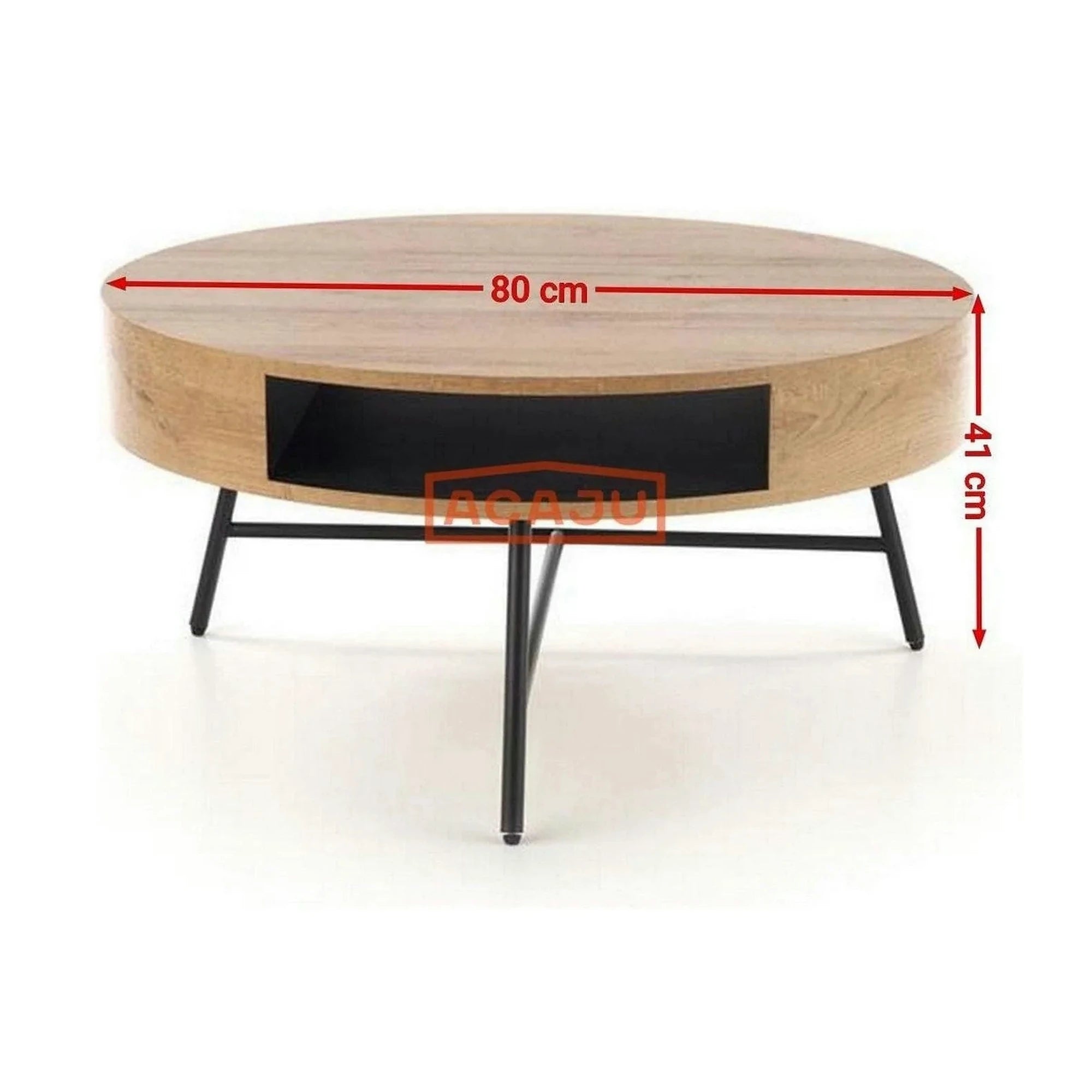 Masuta cafea CAMILA, stejar auriu/negru, 80x80x41 cm
