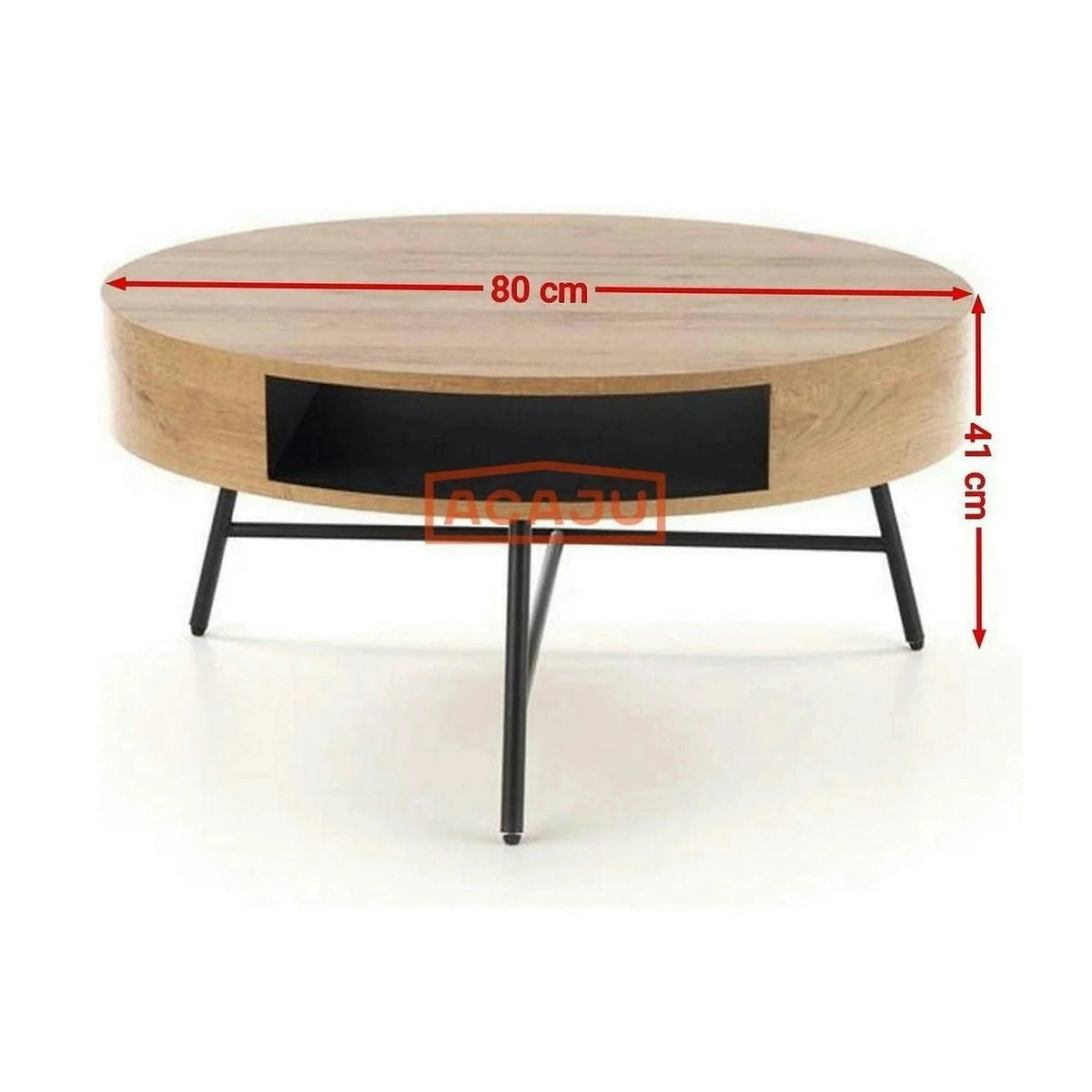 Masuta cafea CAMILA, stejar auriu/negru, 80x80x41 cm