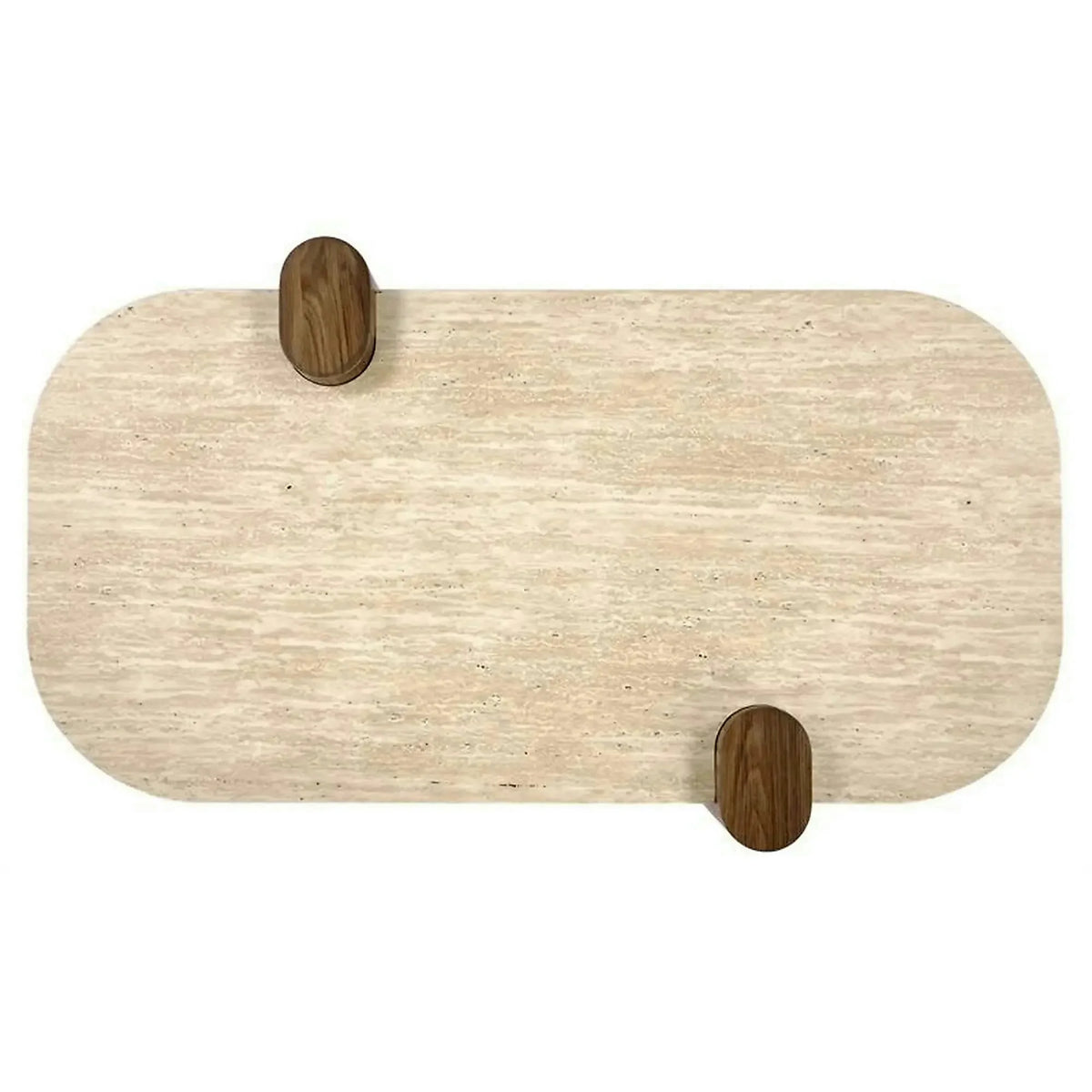 Masuta cafea CANOA, travertin/nuc, 120x70x43 cm