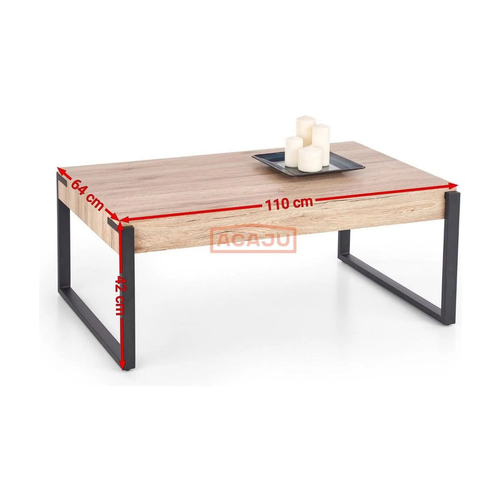 Masuta cafea CAPRI, stejar San Remo/negru, 110x64x42 cm