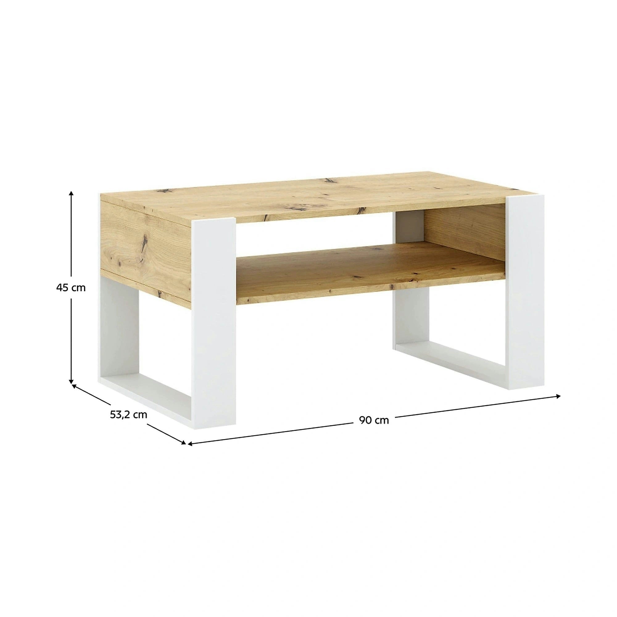 Masuta cafea CARA1, stejar artisan/alb, DTD laminat, 90x53x45 cm