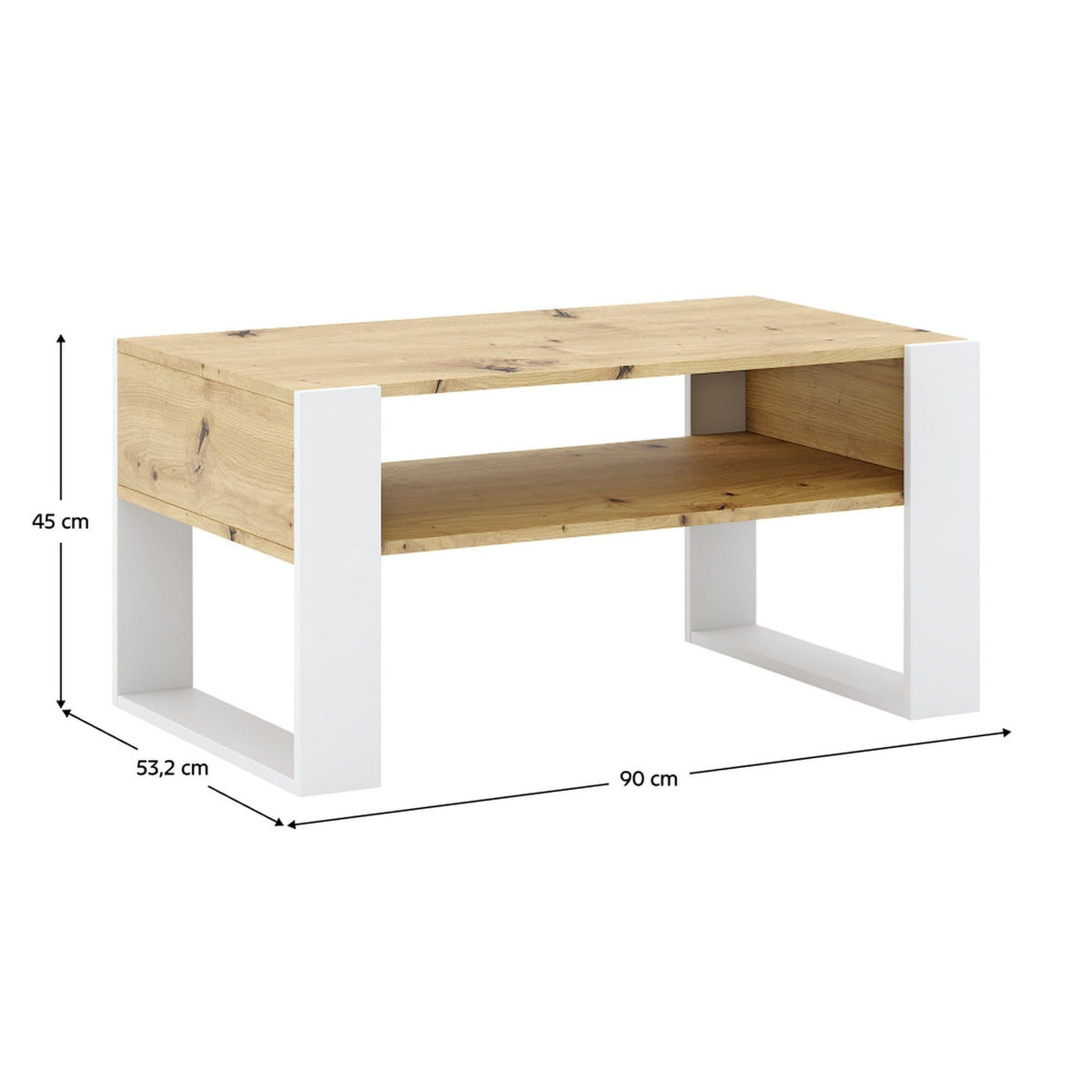 Masuta cafea CARA1, stejar artisan/alb, DTD laminat, 90x53x45 cm