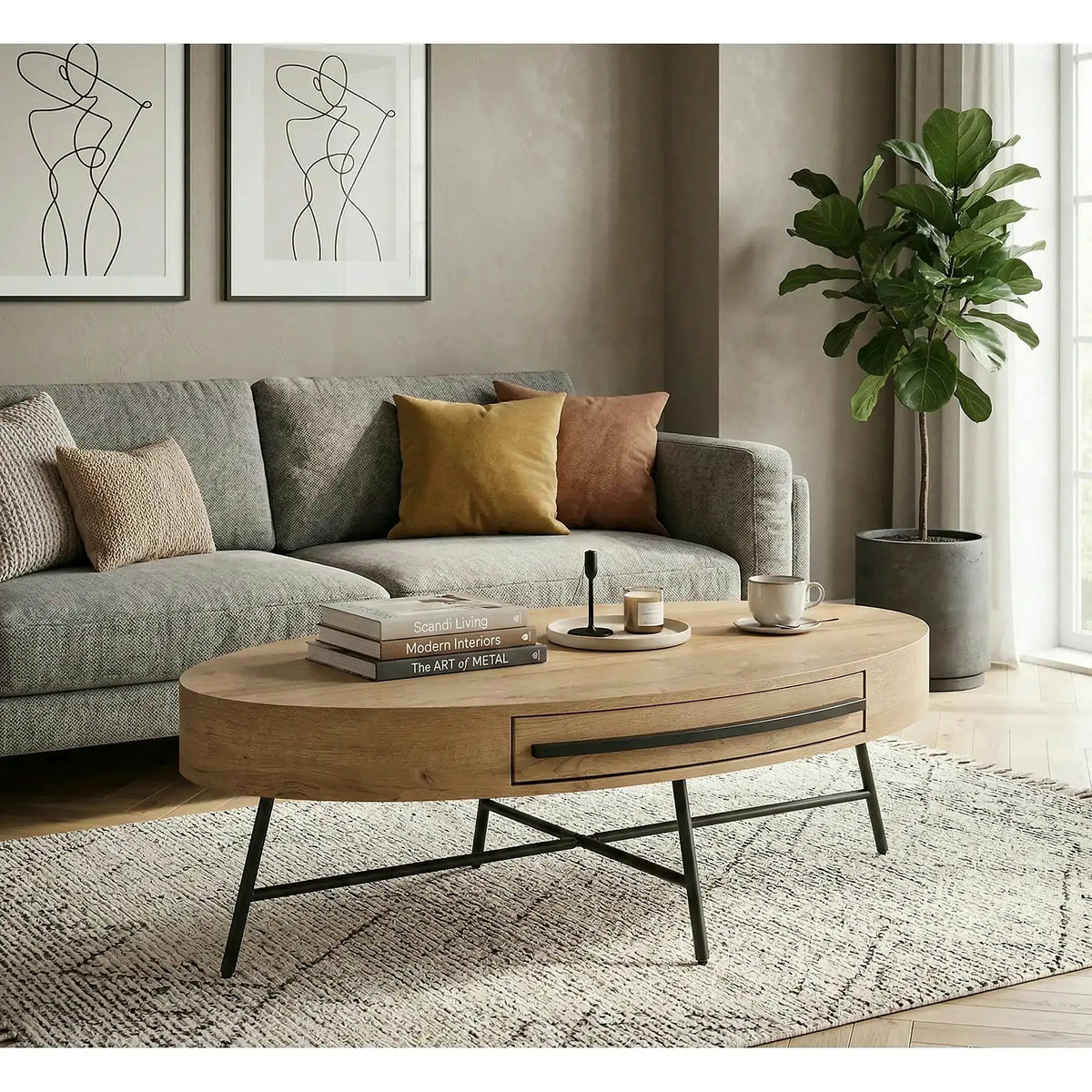Masuta cafea CAROLINA, stejar auriu/negru, 120x60x41 cm